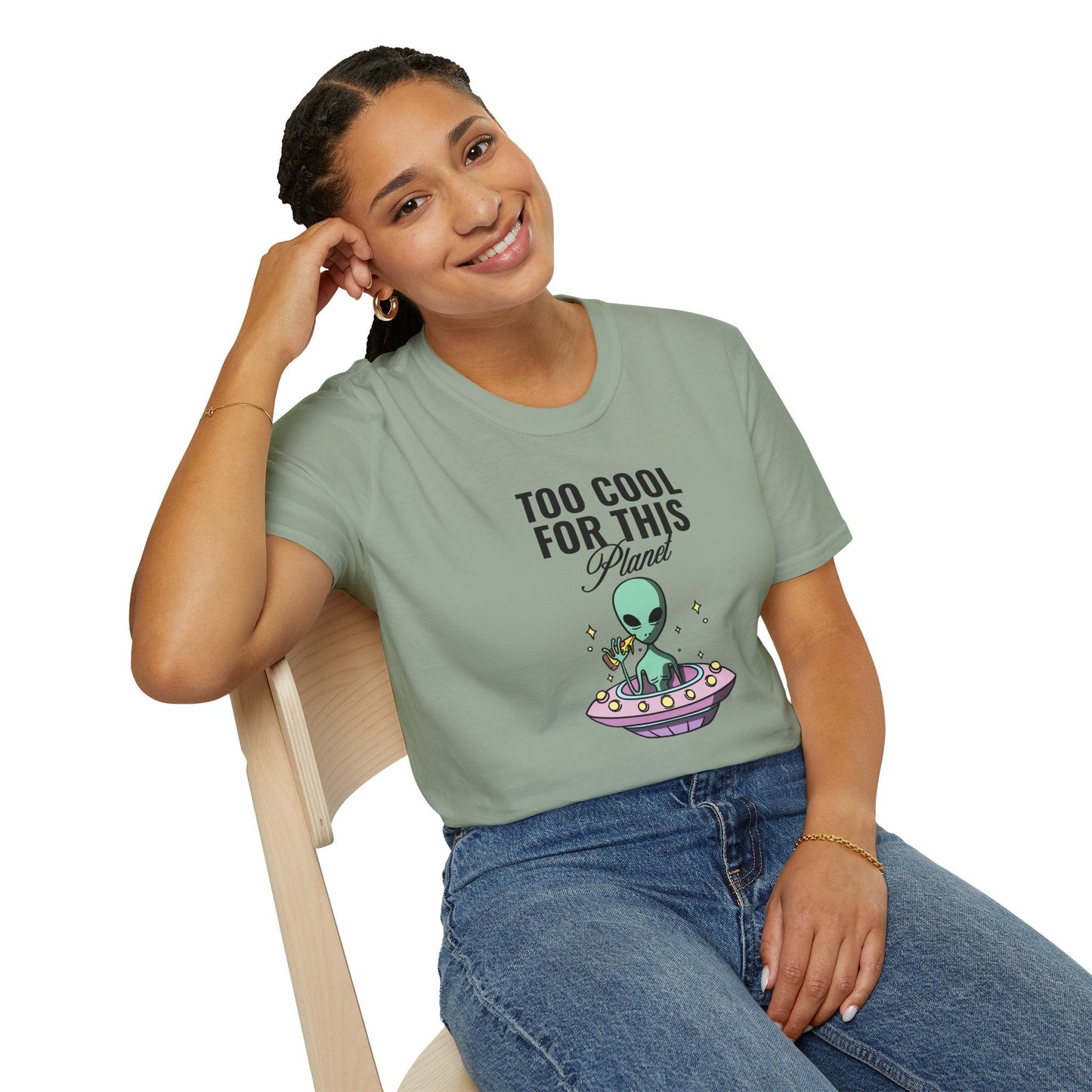 Alien UFO TShirt  Too Cool For This Planet Graphic Tee