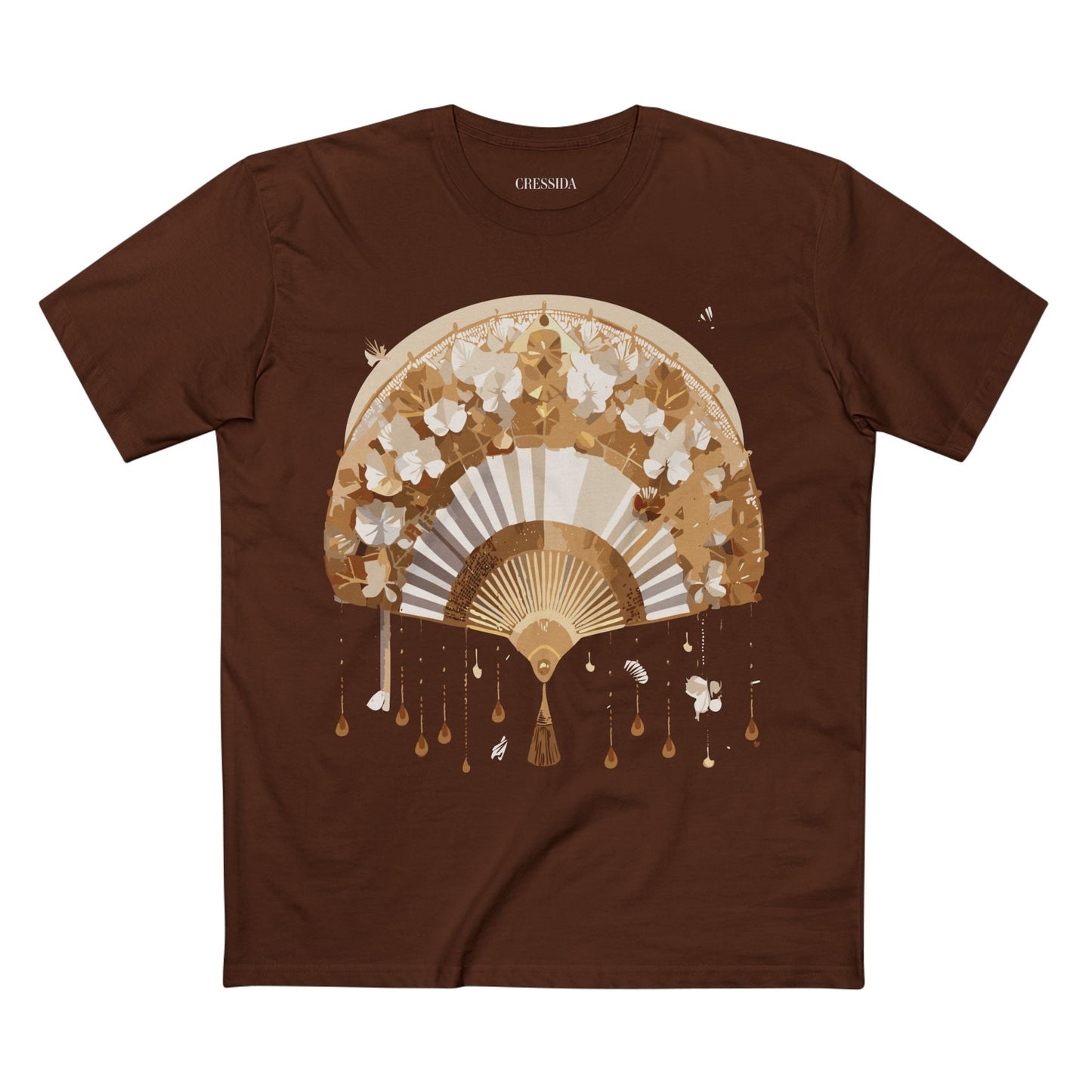 Antique Fan Graphic Design T-Shirt Unisex 100 Cotton Floral Carnival Artwork Tee 17