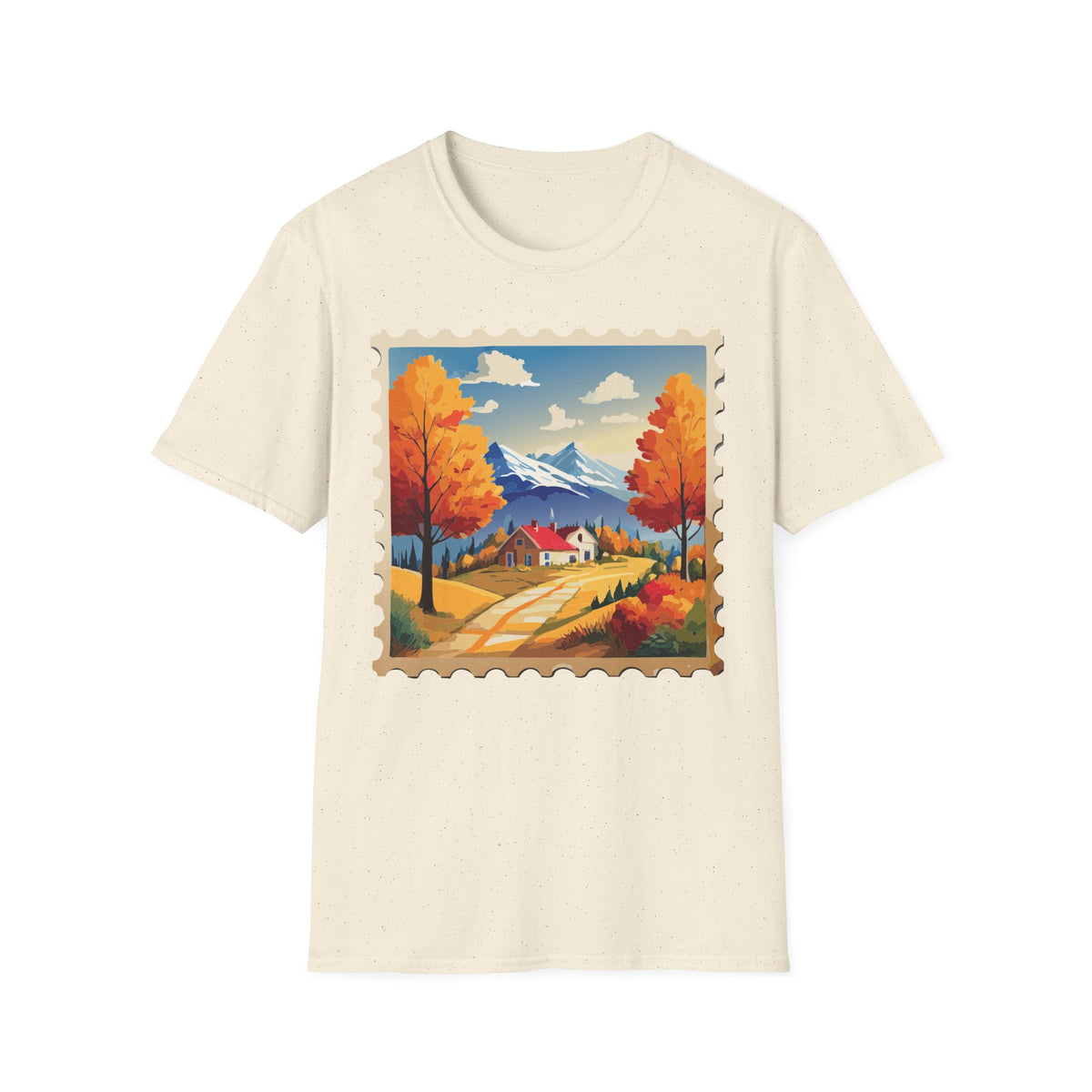 Autumn Mountain Landscape T-Shirt | Fall Trees Cabin Scenic Print