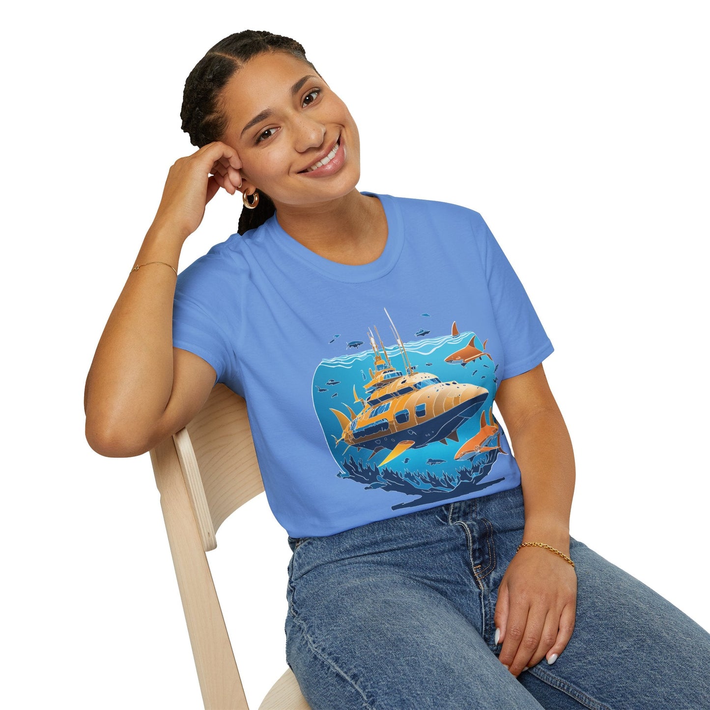 Ocean T Shirt Unisex Gildan Softstyle 64000 100 Percent Cotton Ring Spun U Boat Design Graphic