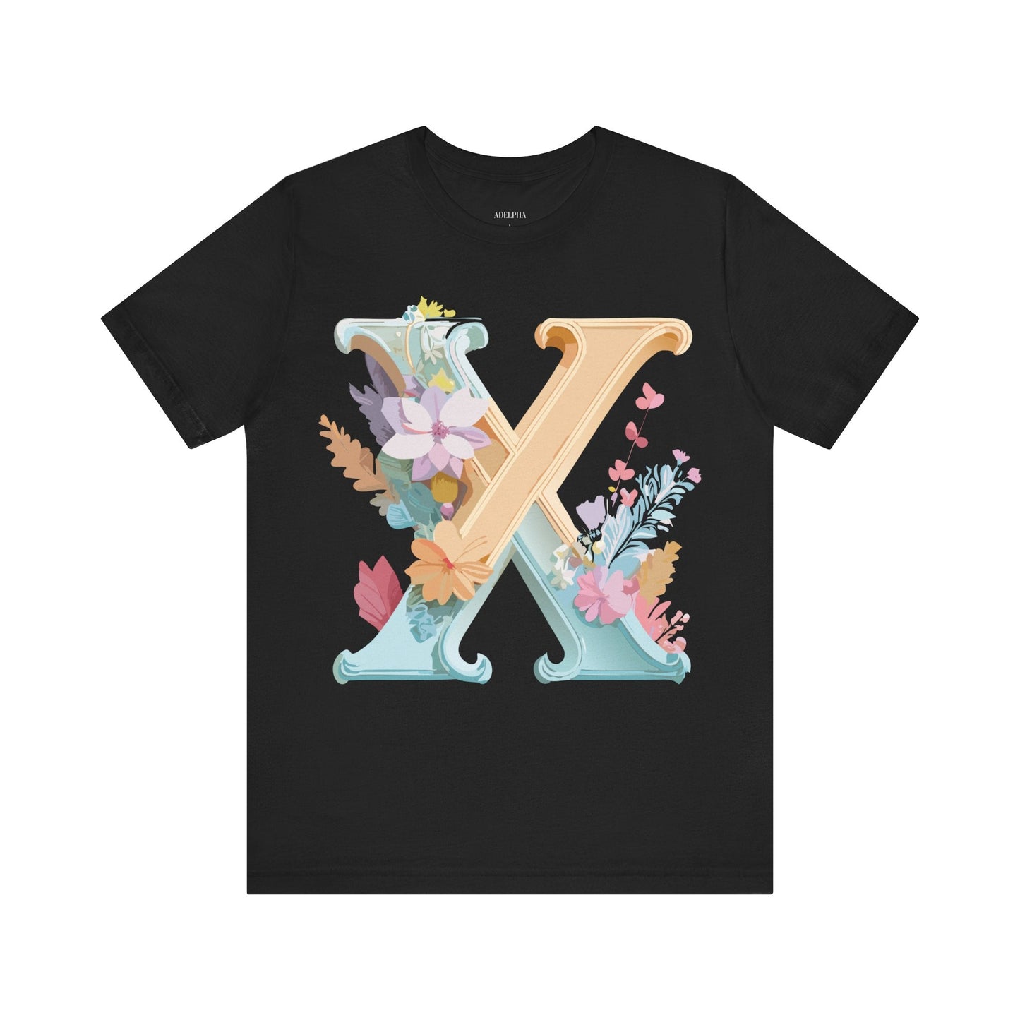 Letter X Shirt Graphic Tee Unisex Vintage Inspired Artwork By Adelpha Premium Comfort