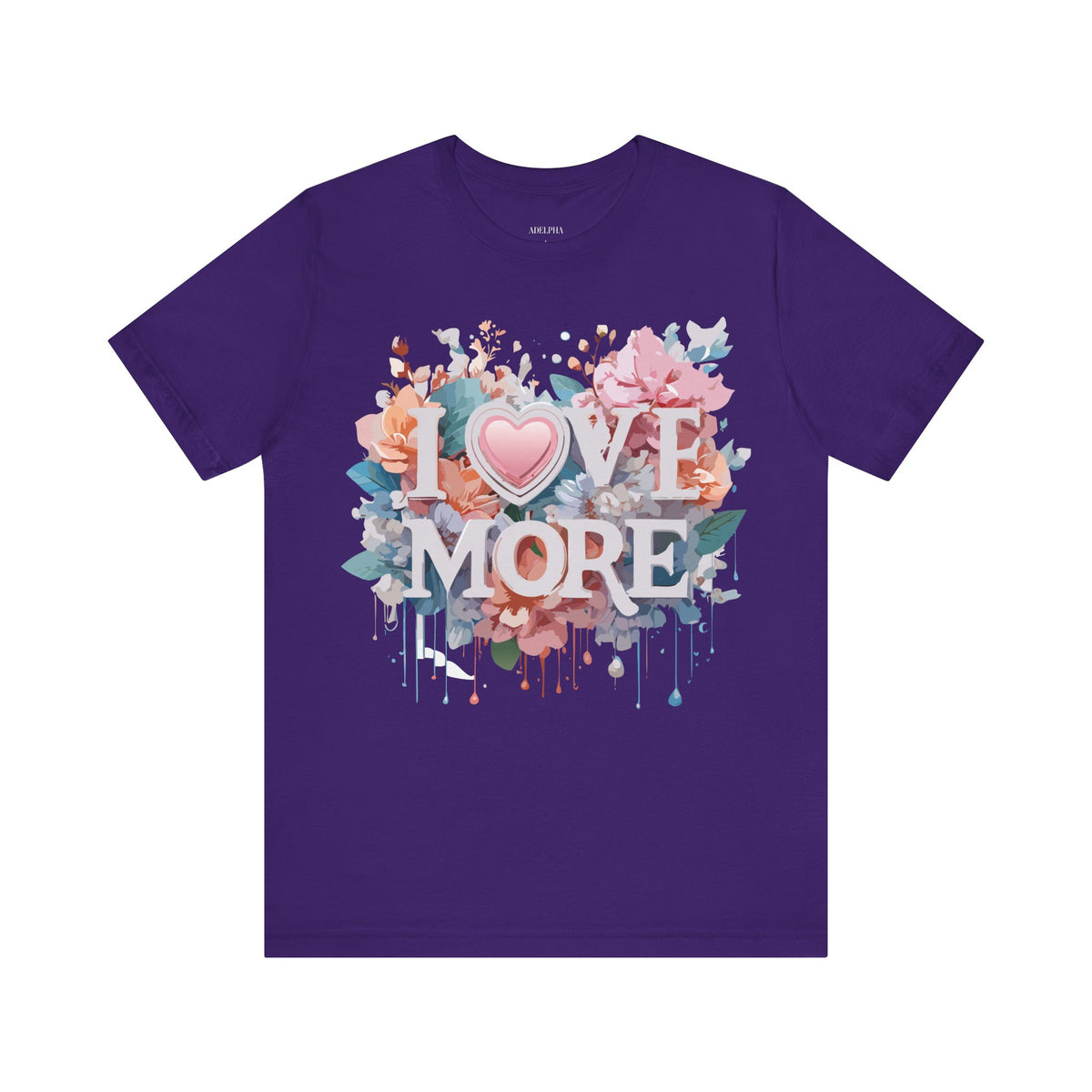 Valentine's Day Graphic Unisex Cotton Bella+Canvas Tee with Floral Art Design d114