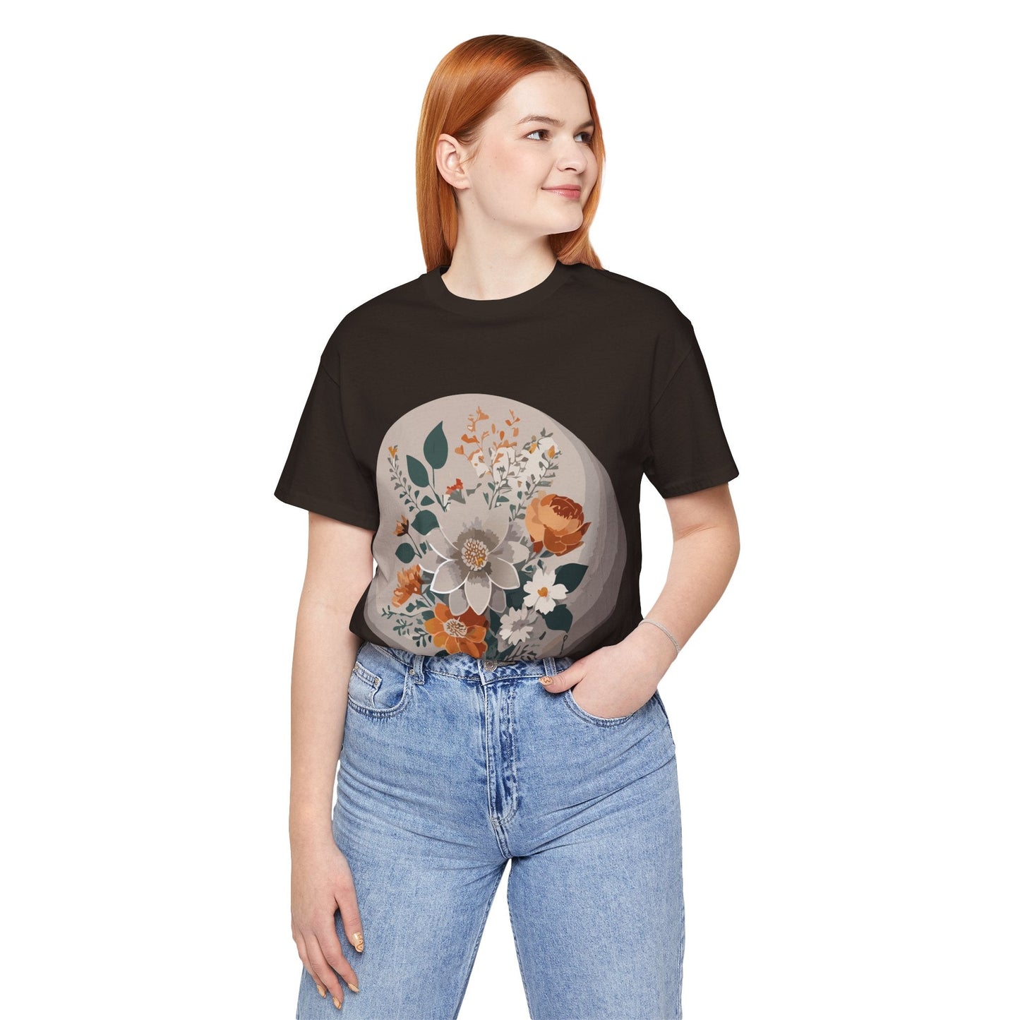 Retro2Nova Floral Shirt Unisex Short Sleeve Tee Lightweight Breathable Cotton Blend Jersey