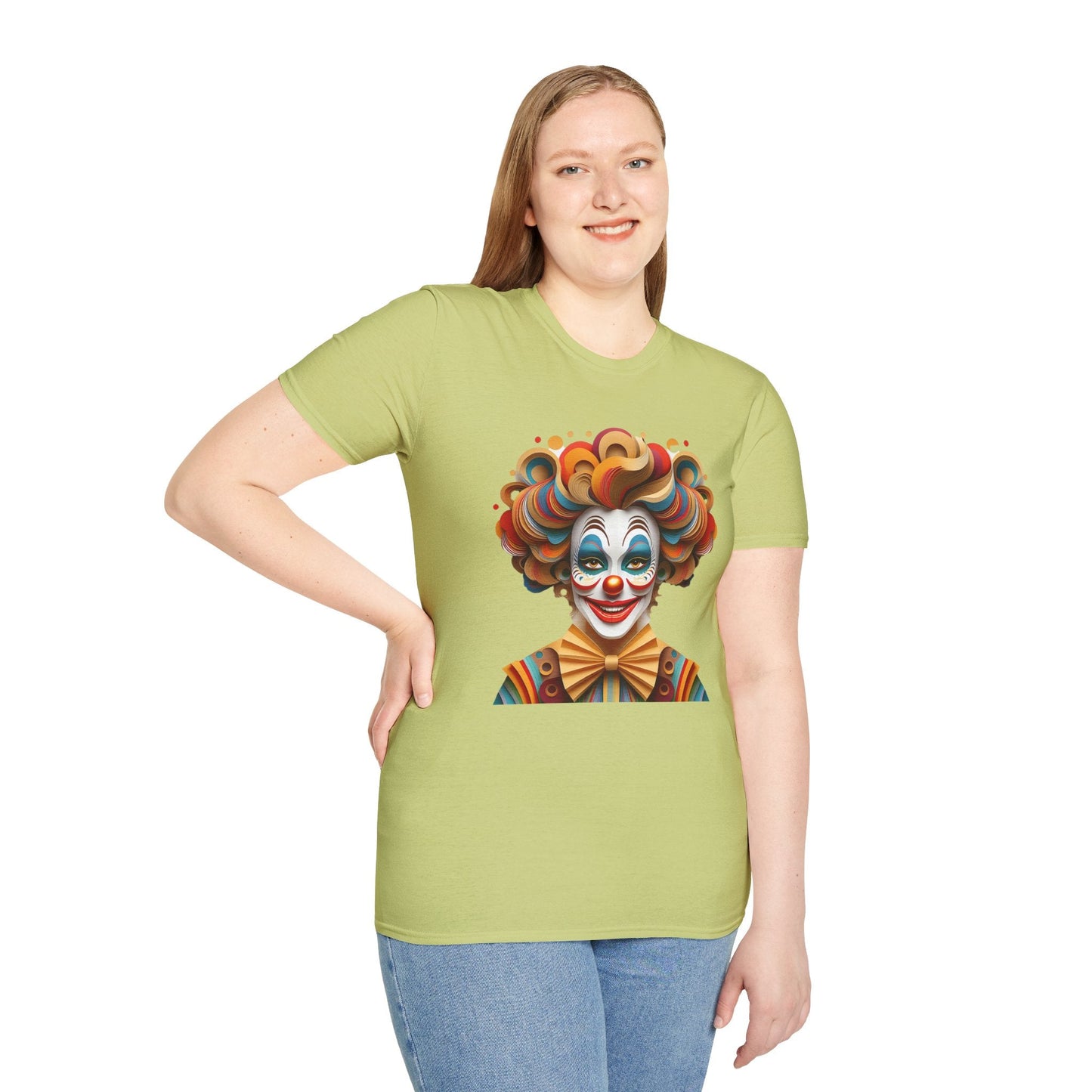 Unisex Clown Shirt Funny Man Circus Tee Short Sleeve Gildan Softstyle 64000 Cotton