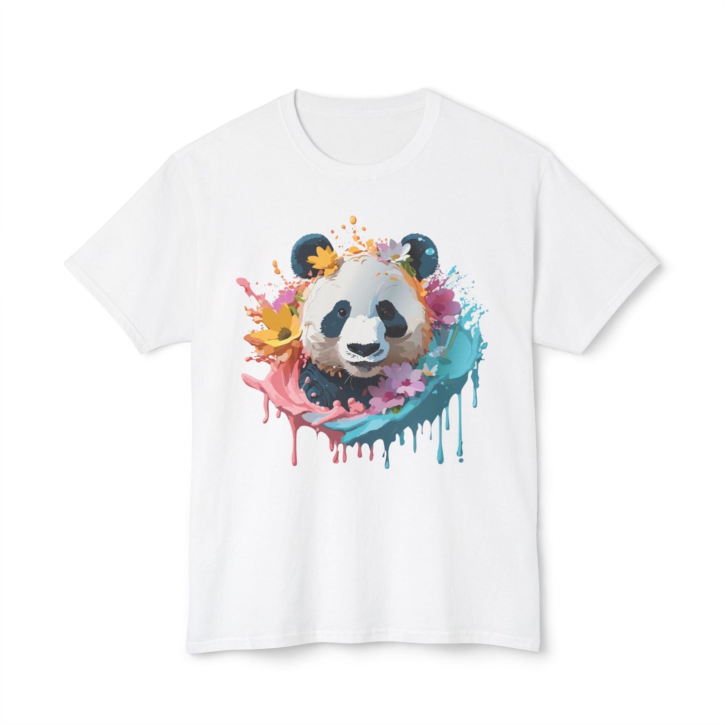 Unisex Panda T Shirt With Art Print Vintage Panda Floral Tees Panda Art Design Shirt USA Made