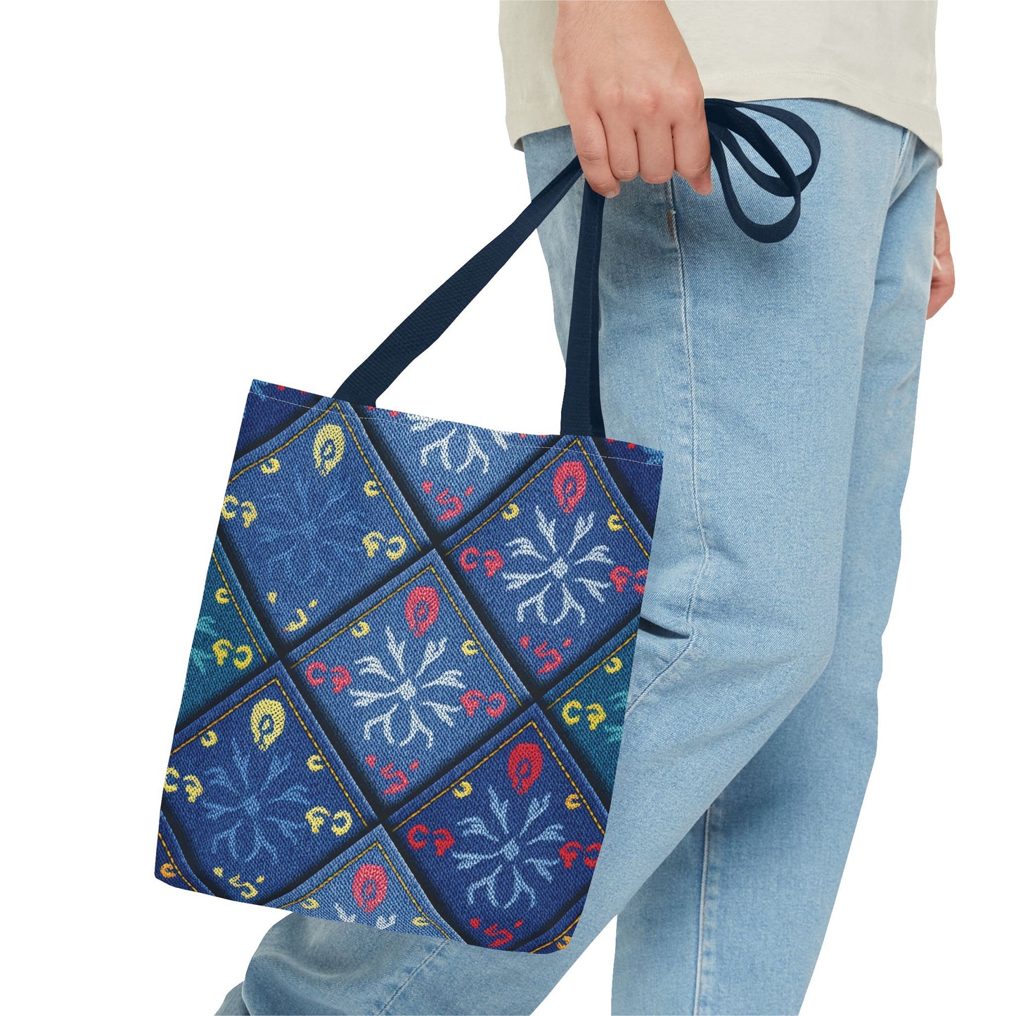 Diwali Graphic Denim Fabric Imitation Print Unisex Canvas Bag Poly Spun 3 Sizes Tote Bag 205-8