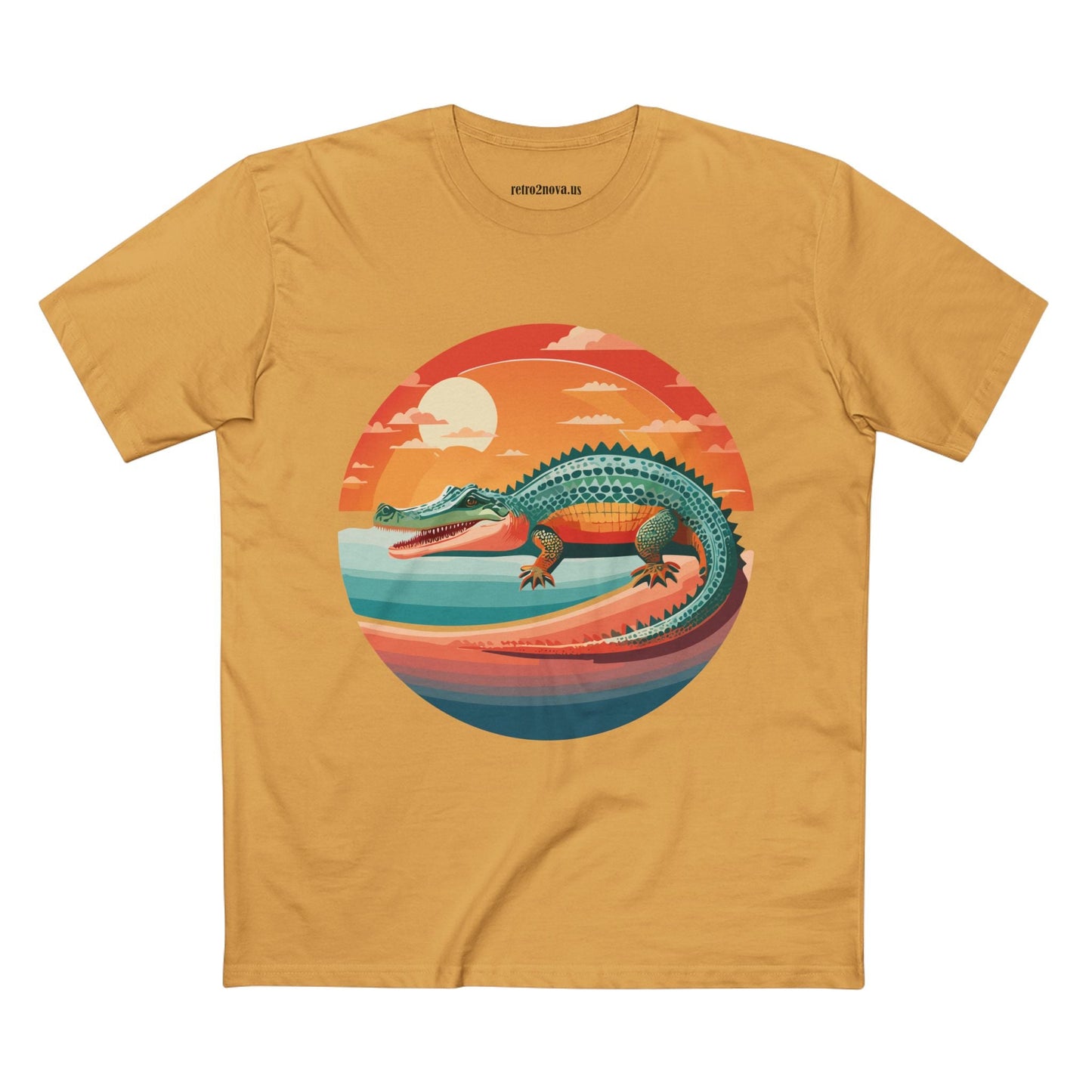 Unisex Crocodile Animal Shirt With Original Art Design Retro2Nova Premium Cotton Staple Tee For Everyday Comfort