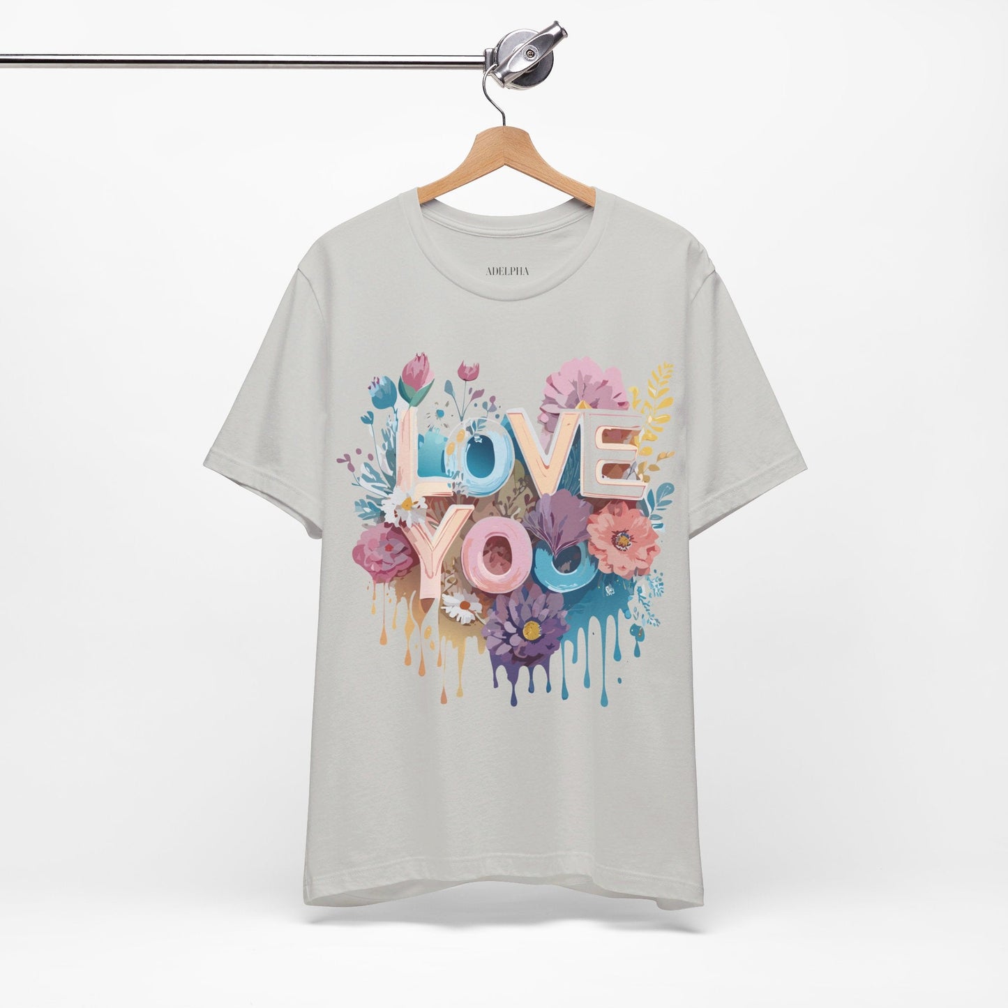 Valentine Day Graphic Unisex 100 Cotton Vintage Artwork with Love and Flower Design Tee 37