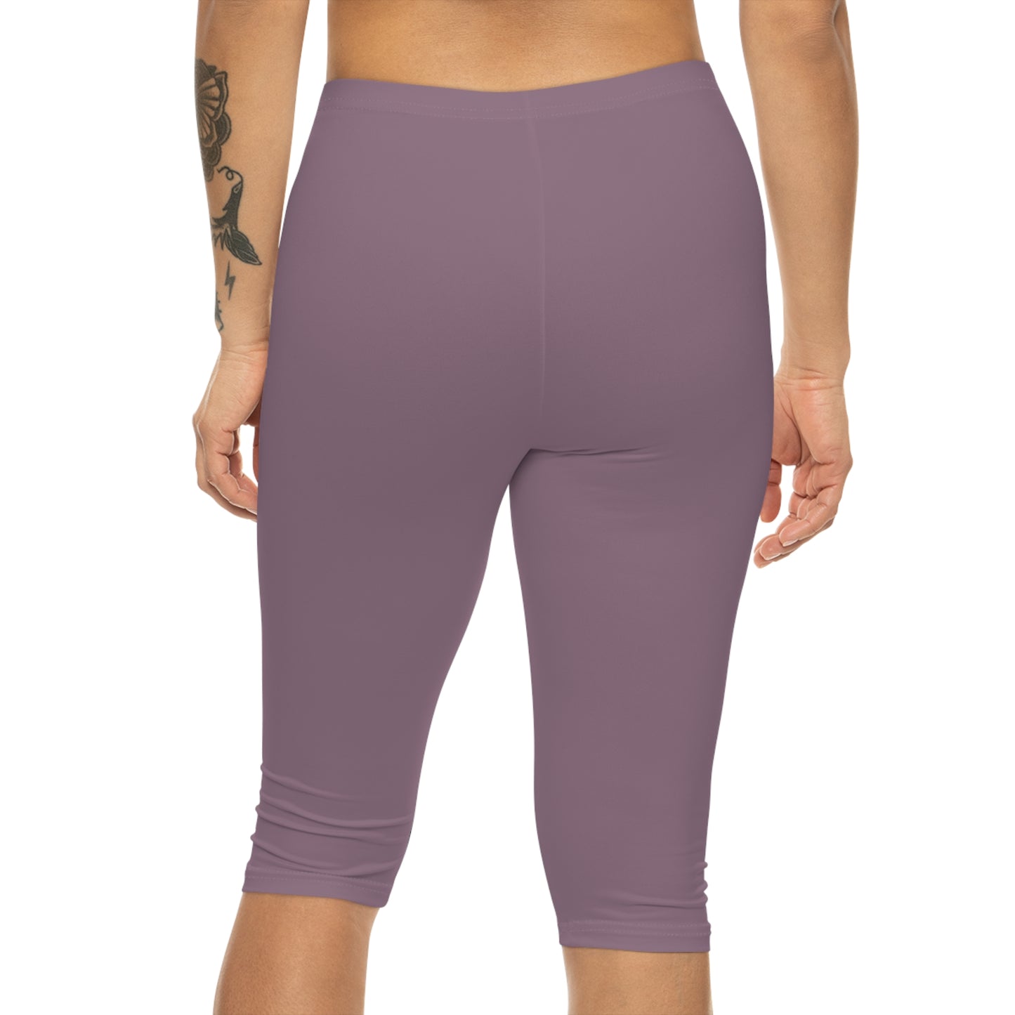 Dusty Mauve Color Women's Brushed Suede Poly Span Casual Capri Leggings XS-2XL