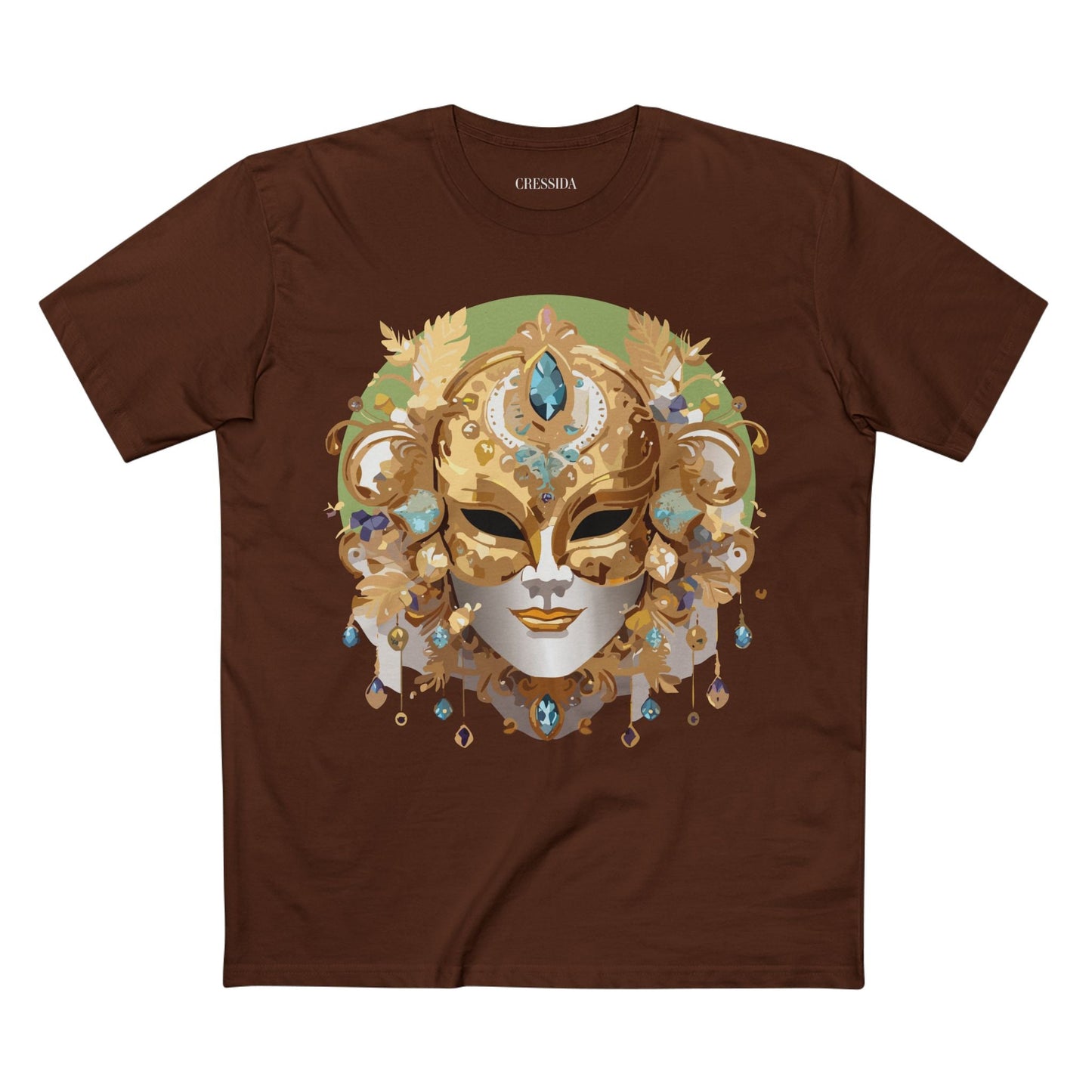 Carnival Mask Graphic T-Shirt Unisex 100 Cotton With Antique Gold Art Design Tee 11