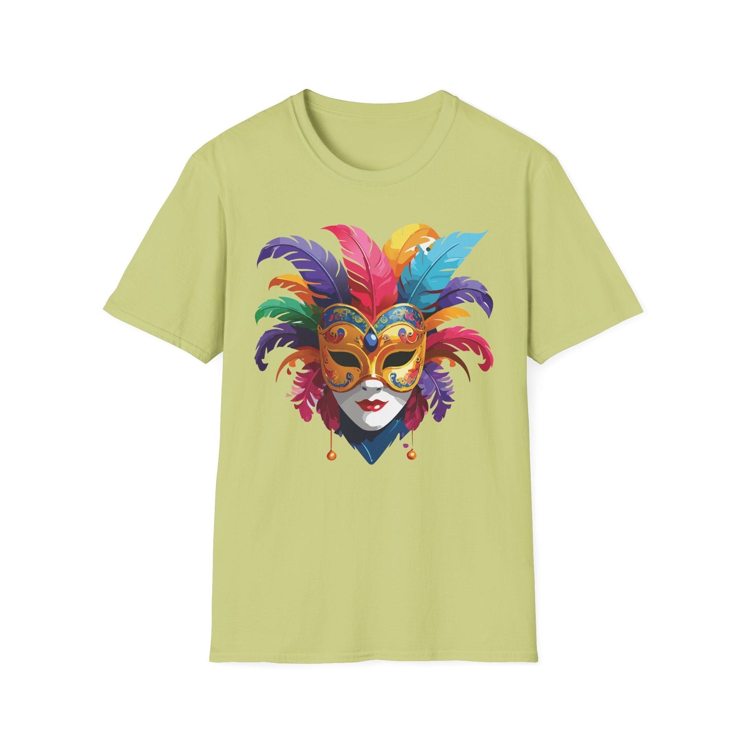 Unisex Mask Tee Shirt Gildan Softstyle 64000 Lightweight Comfortable Masquerade Design Tee