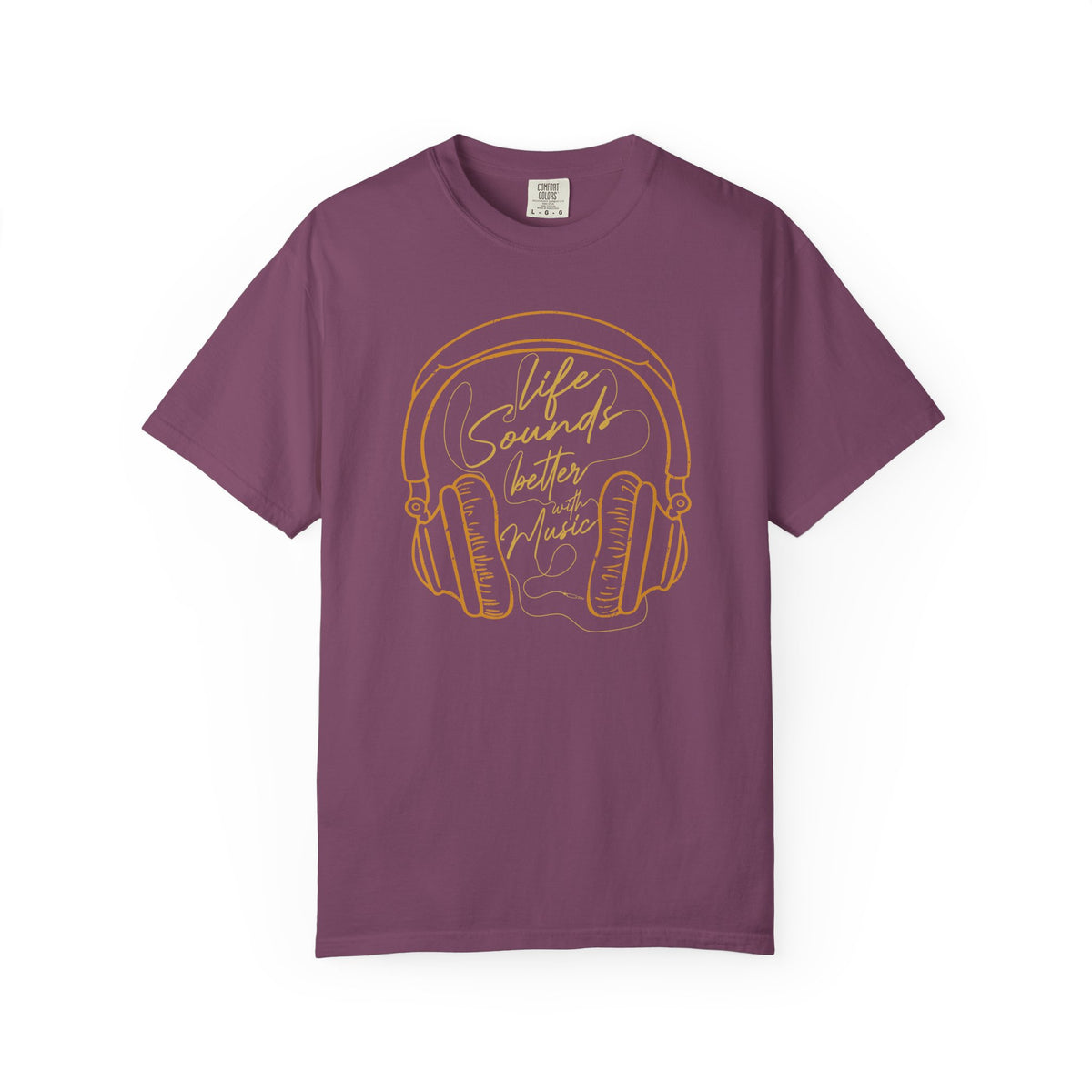 Life Sounds Better with Music T-shirt Headphones Graphic Unisex Cotton Tee Comfort Colors