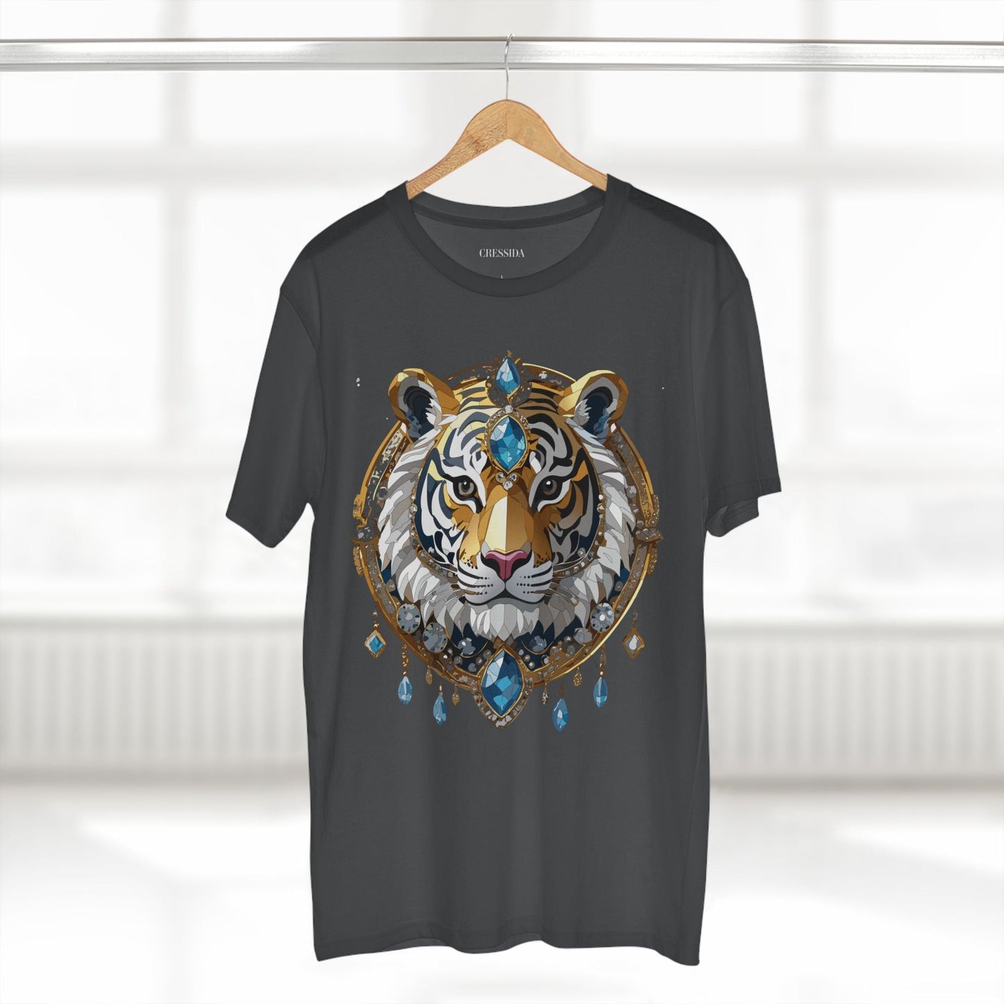 Tiger Graphic Unisex 100 Cotton Tee With Unique Animal Golden Medallion Art Design 54