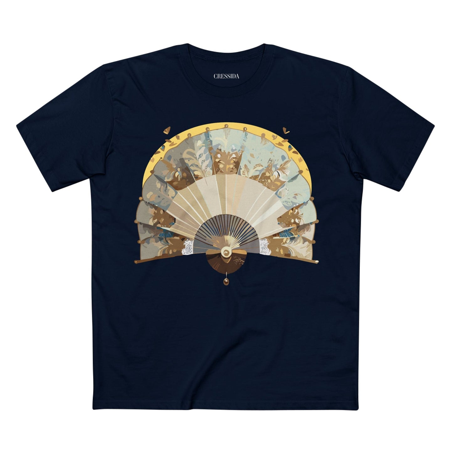 Antique Fan Graphic Design T-Shirt Unisex 100 Cotton Floral Carnival Artwork Tee 26