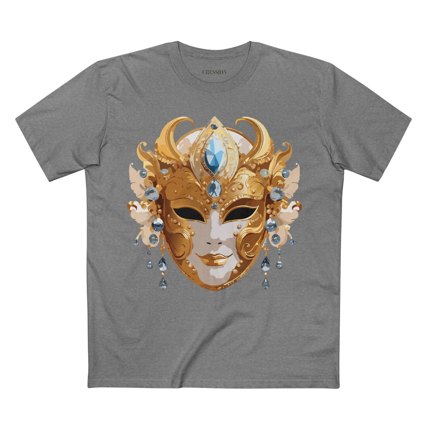Carnival Mask Graphic T-Shirt Unisex 100 Cotton With Antique Gold Art Design Tee 22