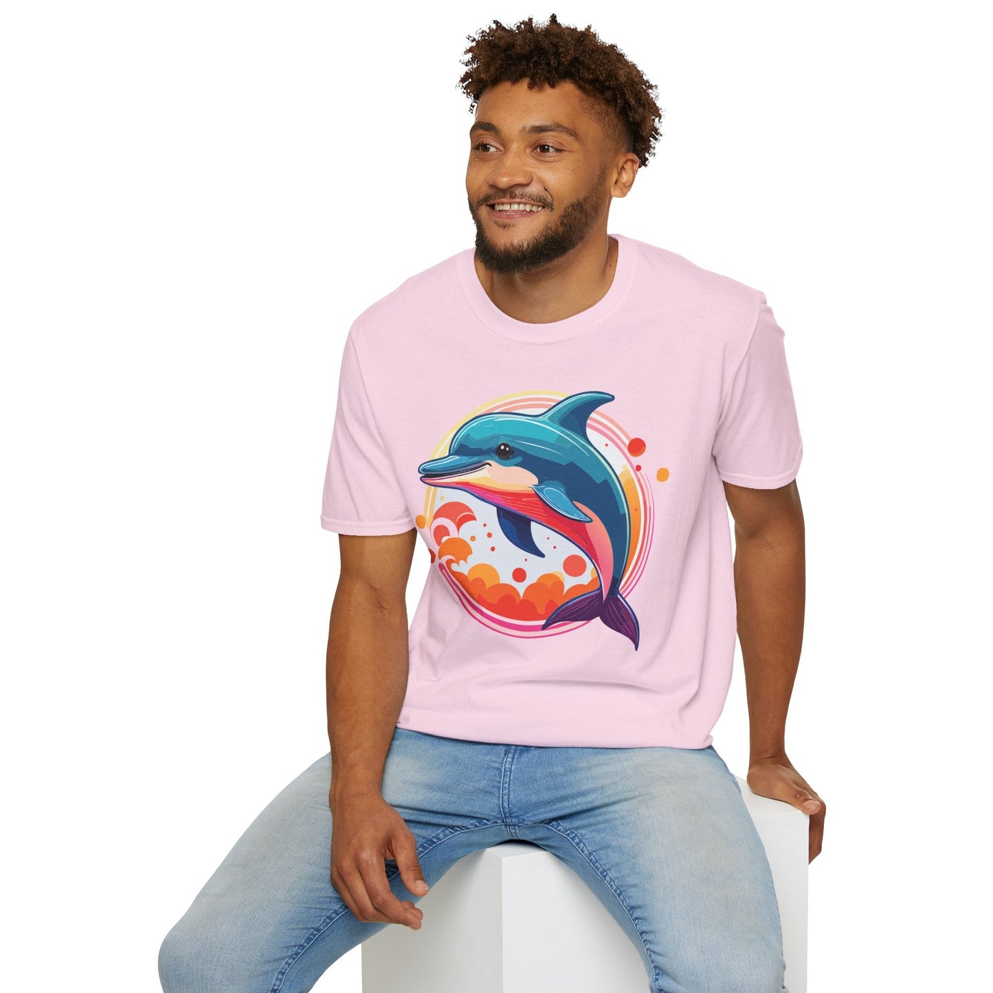 Dolphin Shirt Unisex Softstyle Tee Short Sleeve 100 Percent Ring Spun Cotton Gildan 64000