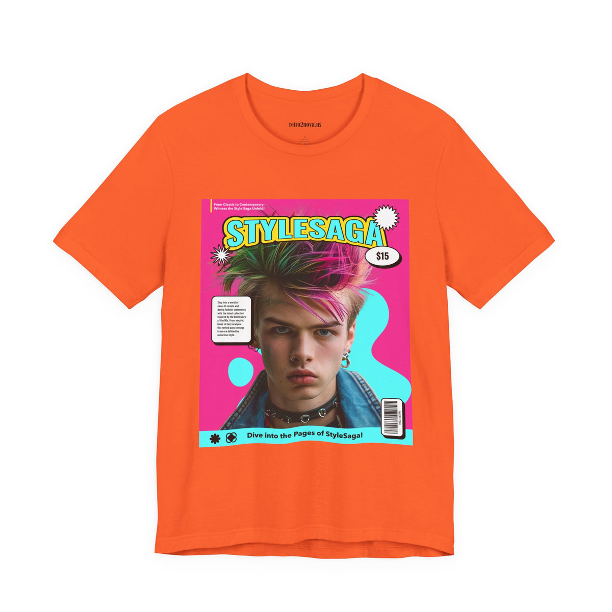 Magazine Cover Graphic Unisex Cotton Bella+Canvas Tee with Retro Poster ab33