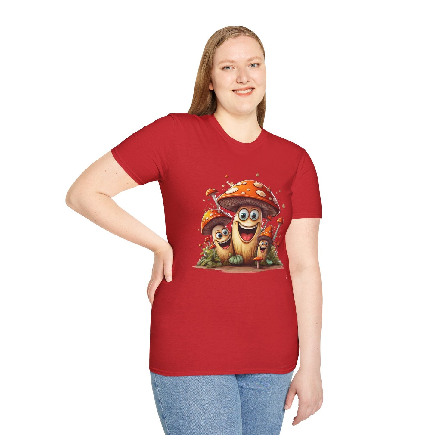 Funny Mashroom Graphic Unisex Softstyle Cotton With Cartoon Illustration Design 14