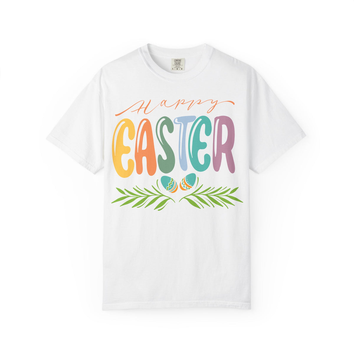 Happy Easter T-Shirt, Tee Shirt with Easter Signature, T Shirt with Easter Prints, Tee Shirt with Easter Design