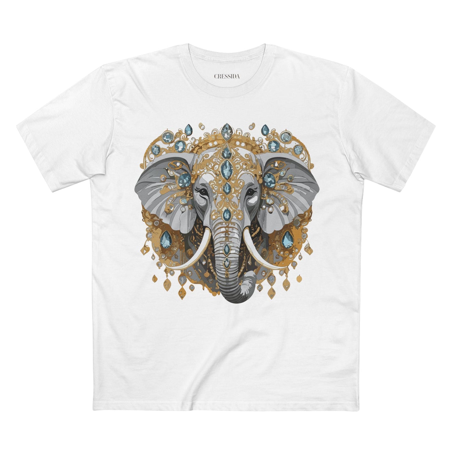 Elephant Graphic Unisex 100 Cotton Tee With Unique Animal Golden Medallion Art Design 38