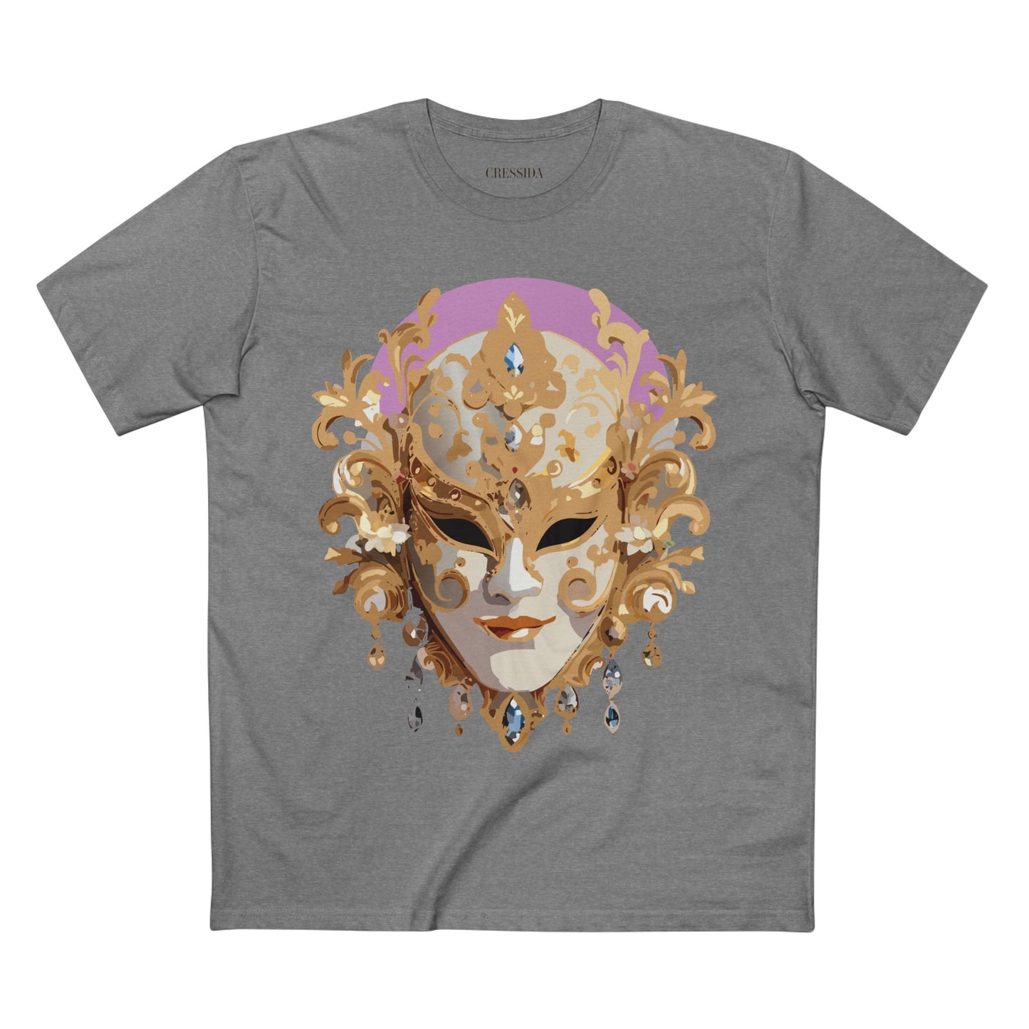 Carnival Mask Graphic T-Shirt Unisex 100 Cotton With Antique Gold Art Design Tee 10