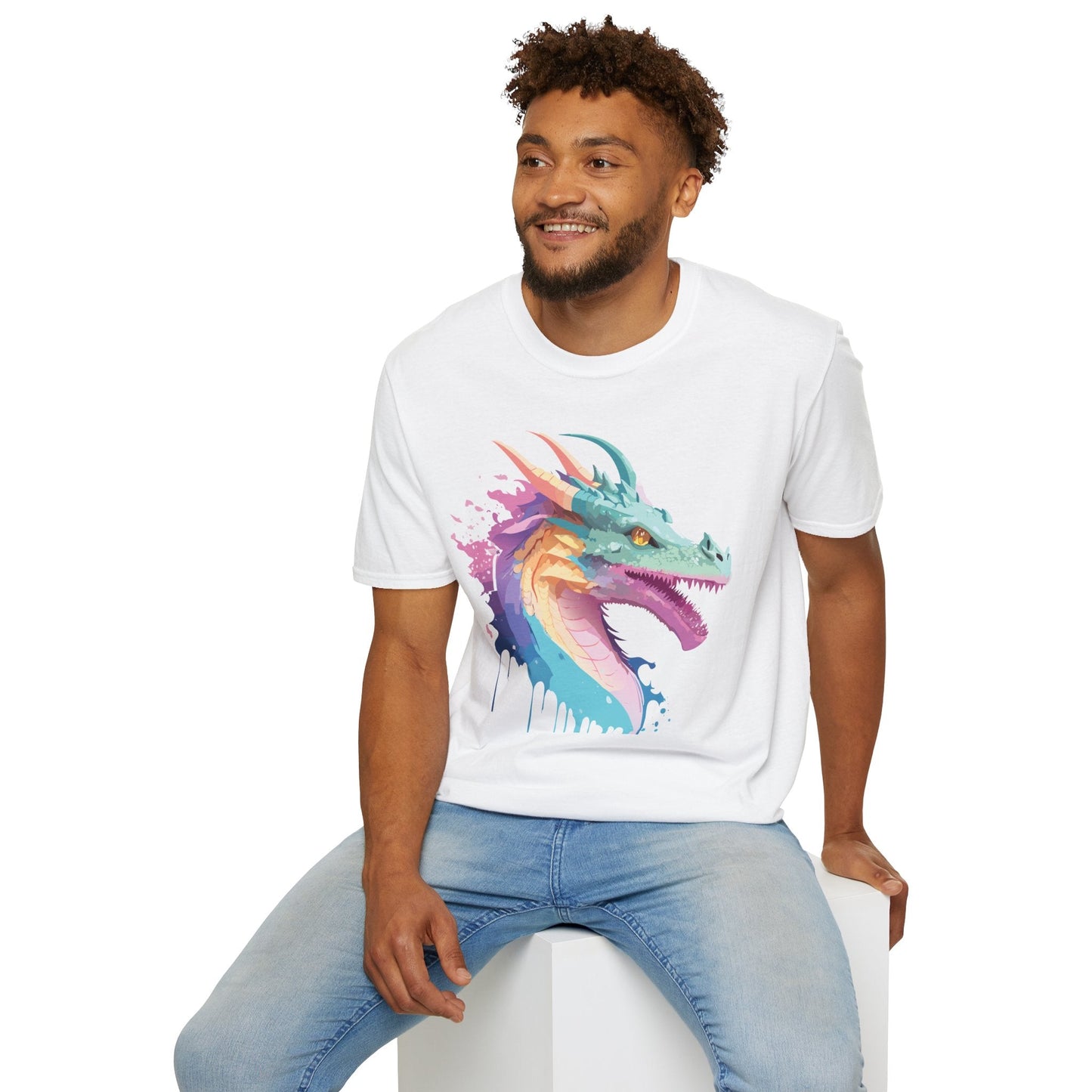 Dragon Graphic Tee Unisex Short Sleeve Dragon Shirt With Animal Design Gildan SoftStyle 64000