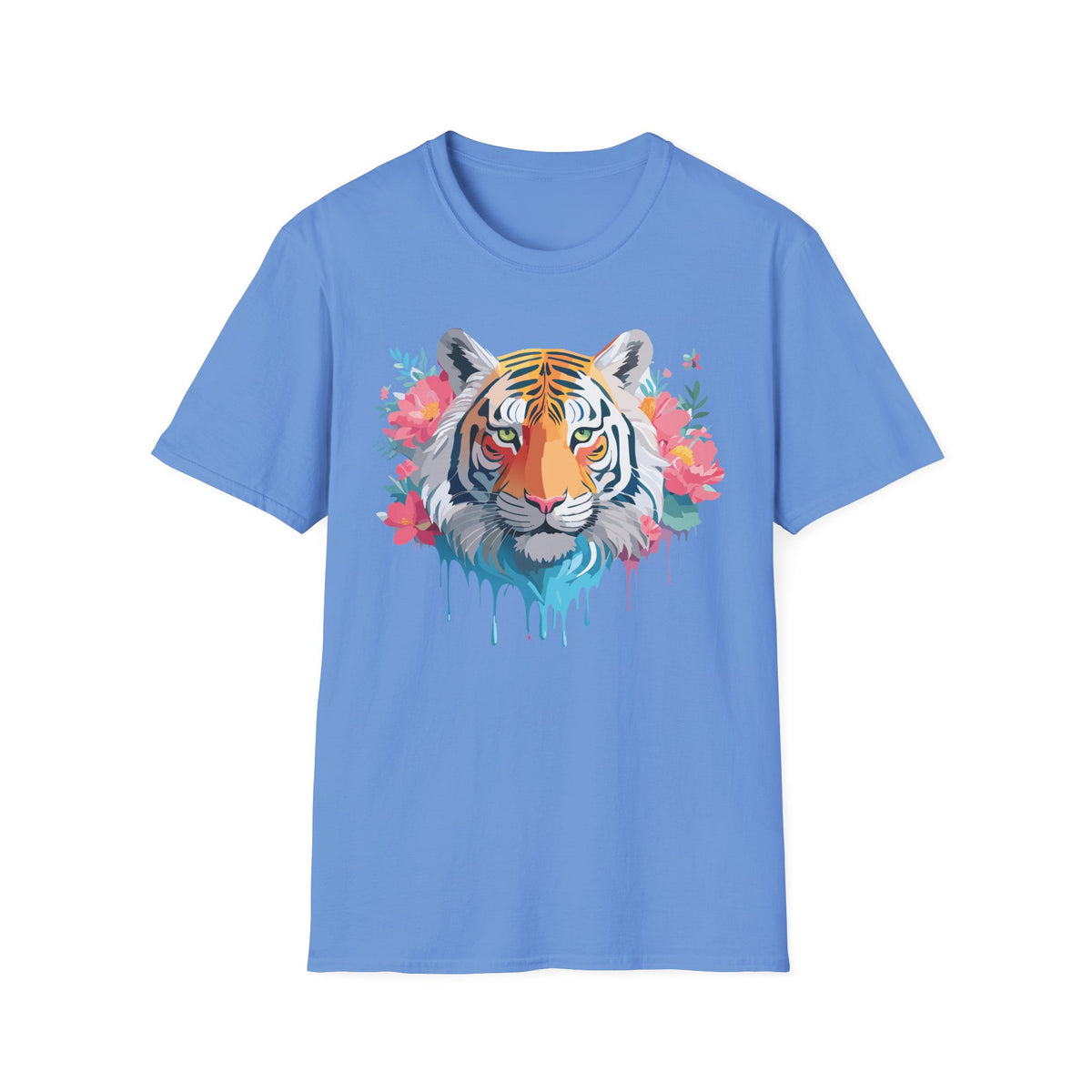 Floral Watercolor Tiger T-Shirt | Tiger Face Shirt, Floral Wildlife Tee