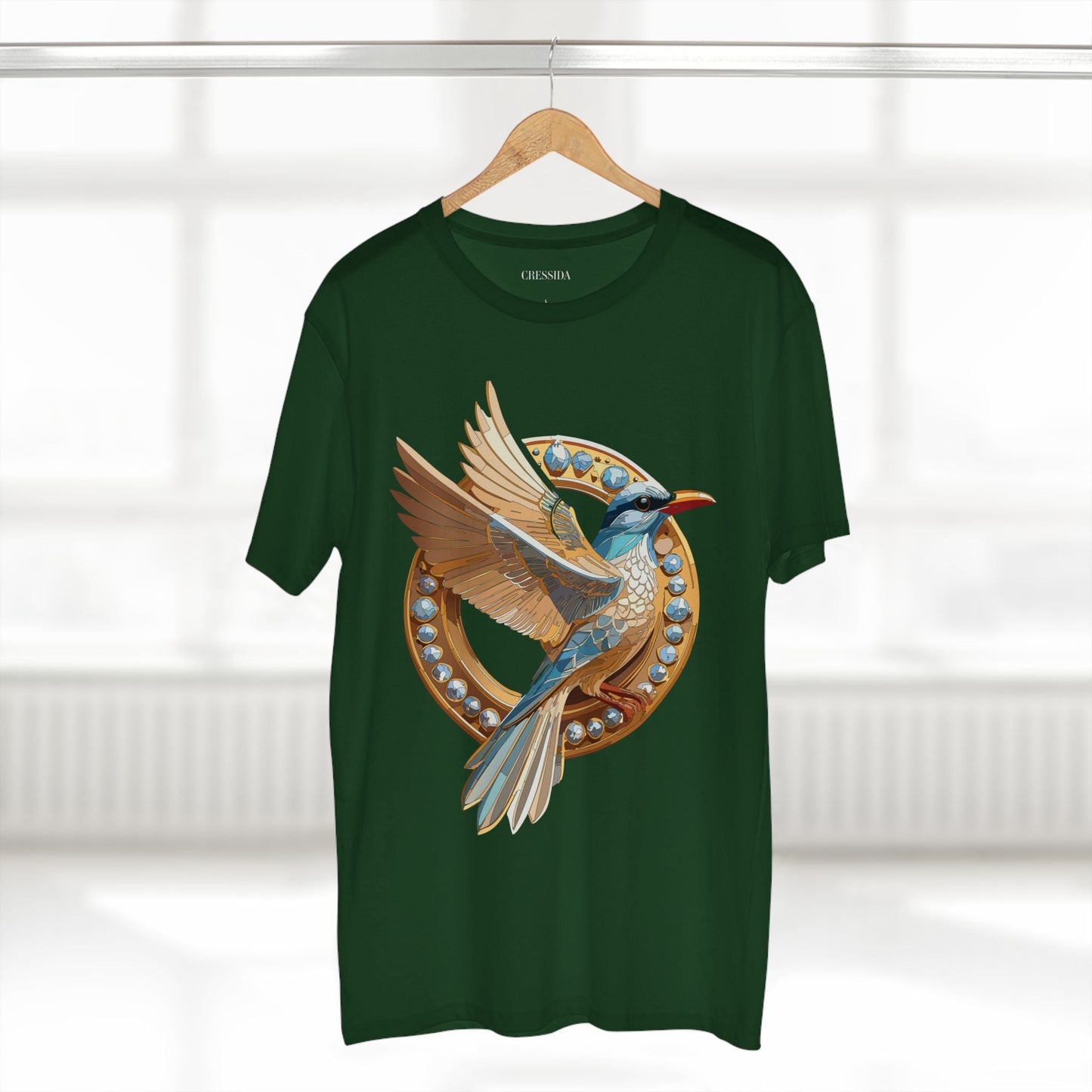 Bird Graphic Unisex 100 Cotton Tee With Unique Animal Golden Medallion Art Design 20