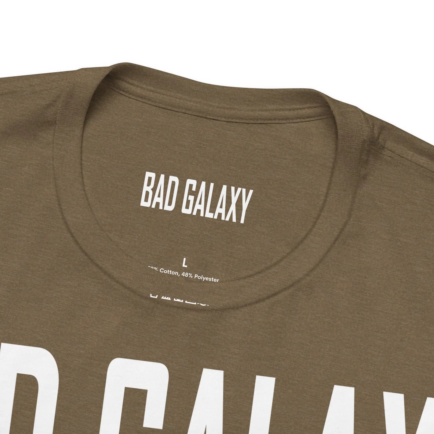 Tee Shirt With Red Stamp From Bad Galaxy Made To Order 100 Percent Cotton USA Printed With Eco Inks
