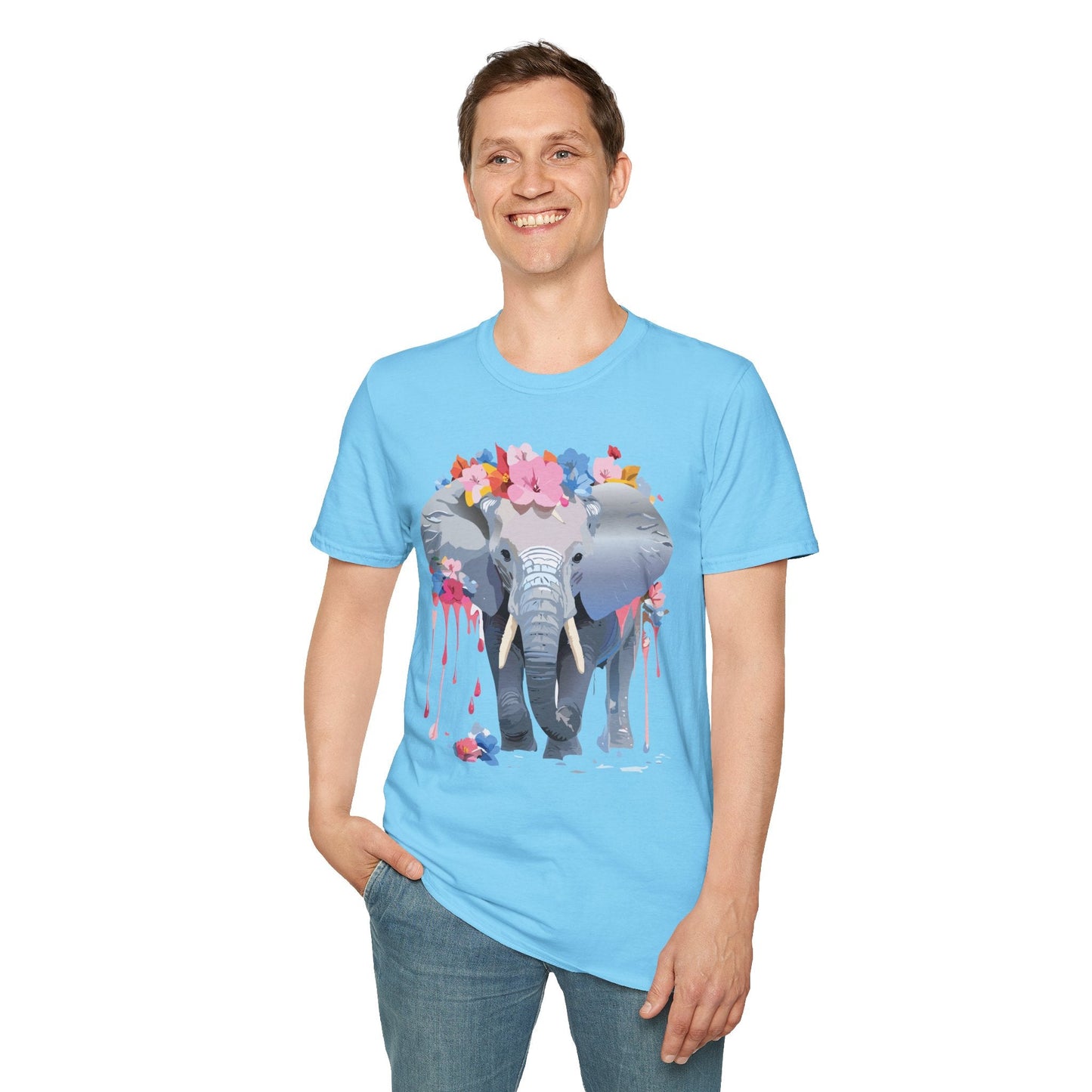 Elephant Graphic T Shirt Unisex Animals Tee Softstyle 64000 Gildan Comfort Breathable