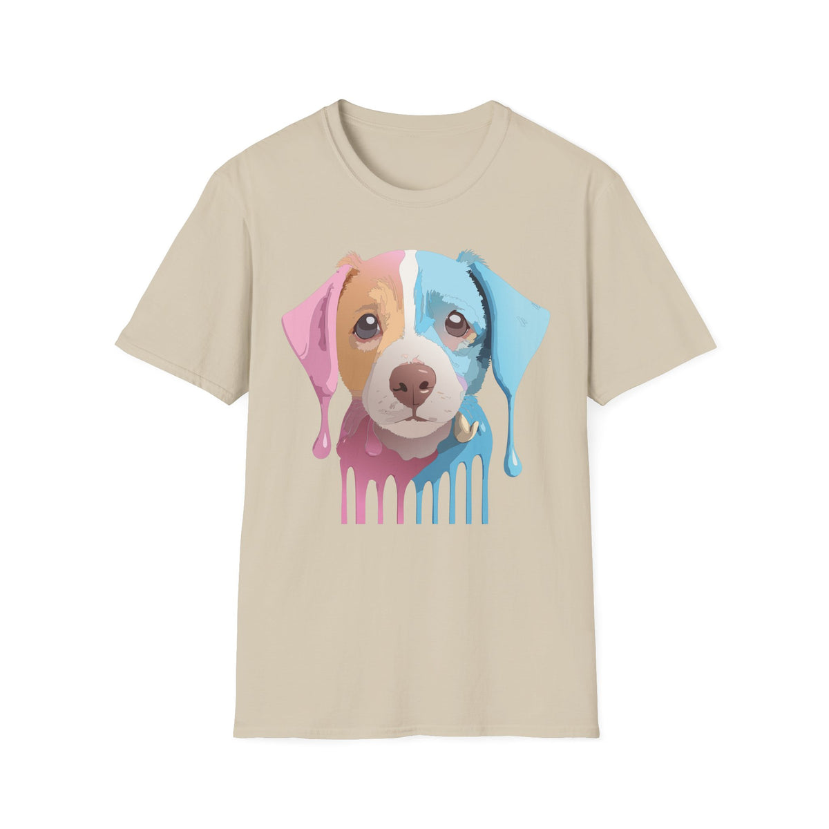 Colorful Drip Puppy Portrait T-Shirt | Pastel Pop Dog Tee