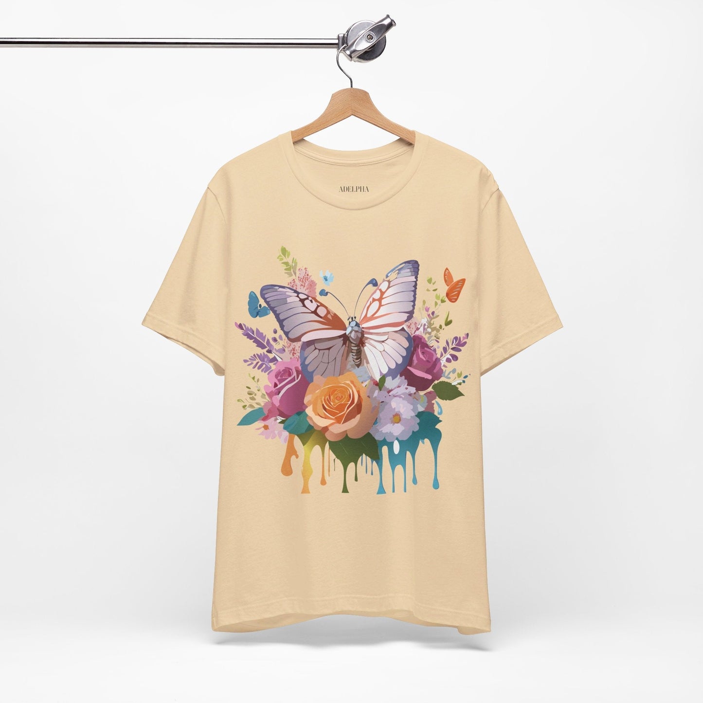 Butterfly Graphic Unisex 100 Cotton Lightweight Vintage Floral Design Jersey Tee 42