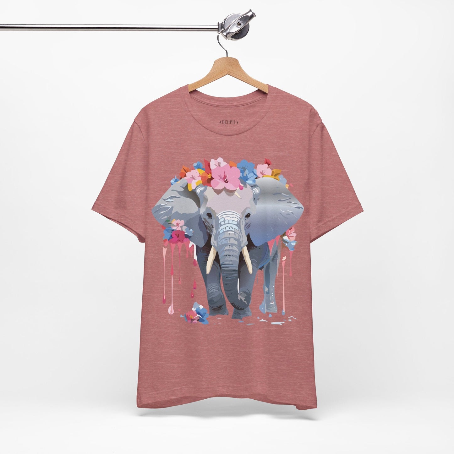 Elephant Graphic Tee Unisex Short Sleeve Jersey With Vintage Inspired Adelpha Artwork