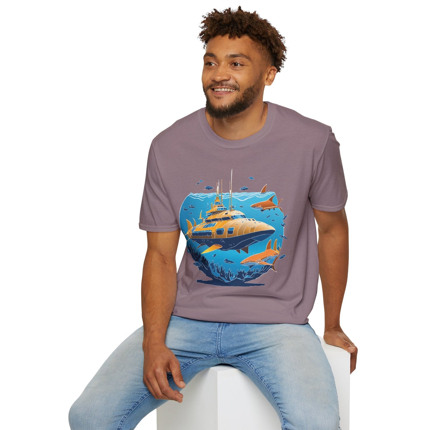 Ocean T Shirt Unisex Gildan Softstyle 64000 100 Percent Cotton Ring Spun U Boat Design Graphic