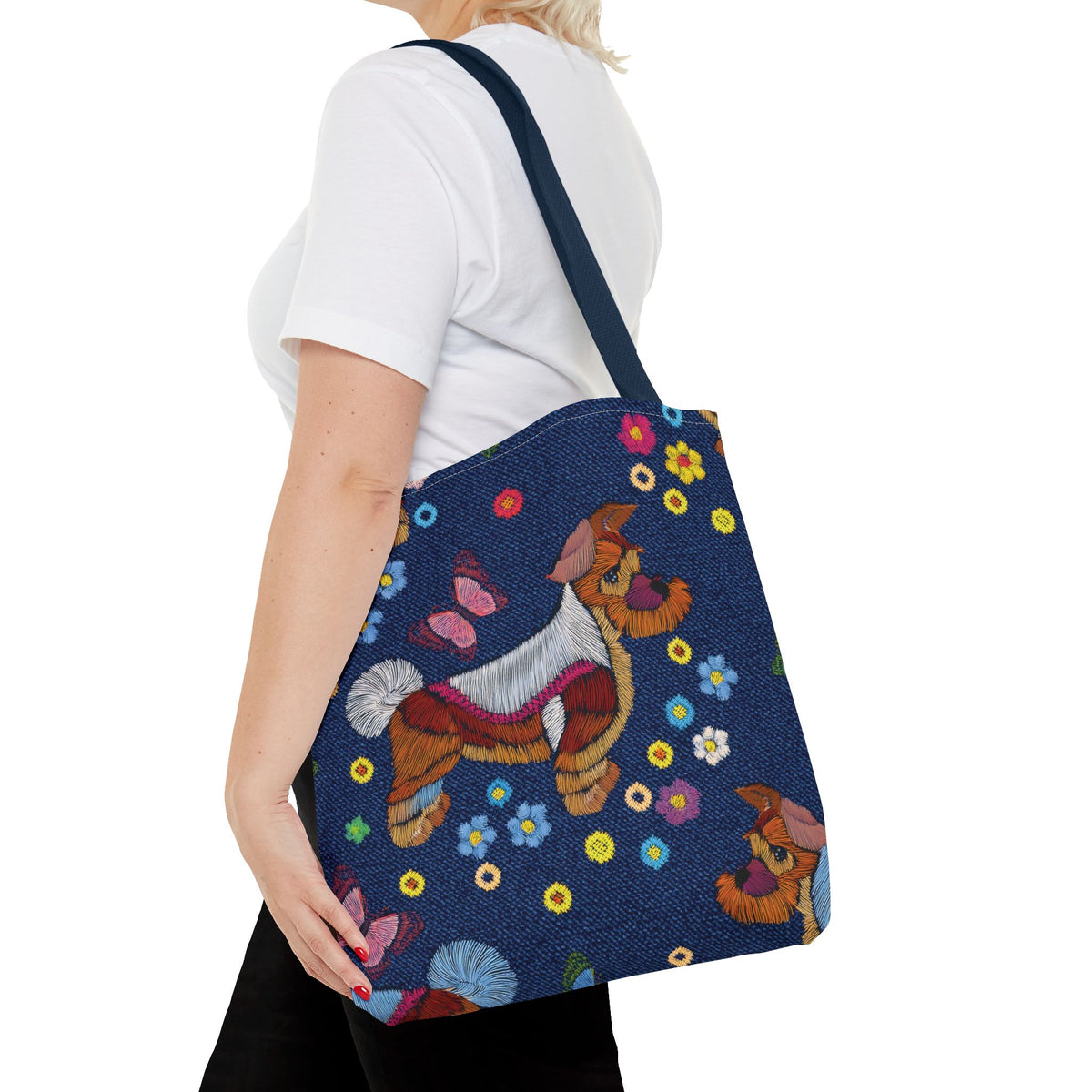 Denim Fabric Imitation Print Unisex Canvas Bag Poly Spun 3 Sizes Tote Bag 191-8