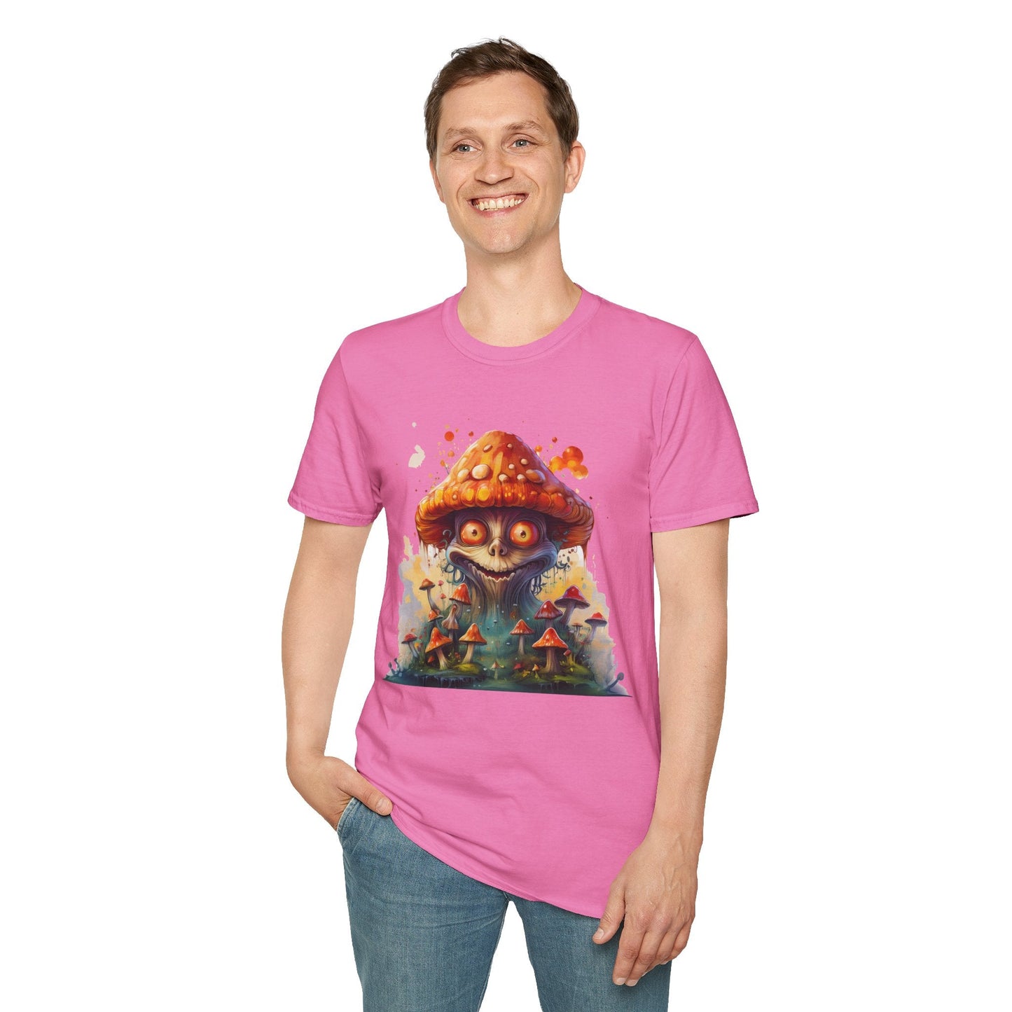Funny Mashroom Tee Shirt Unisex Softstyle Cotton Art Design with Fungus Graphic Artwork Theme