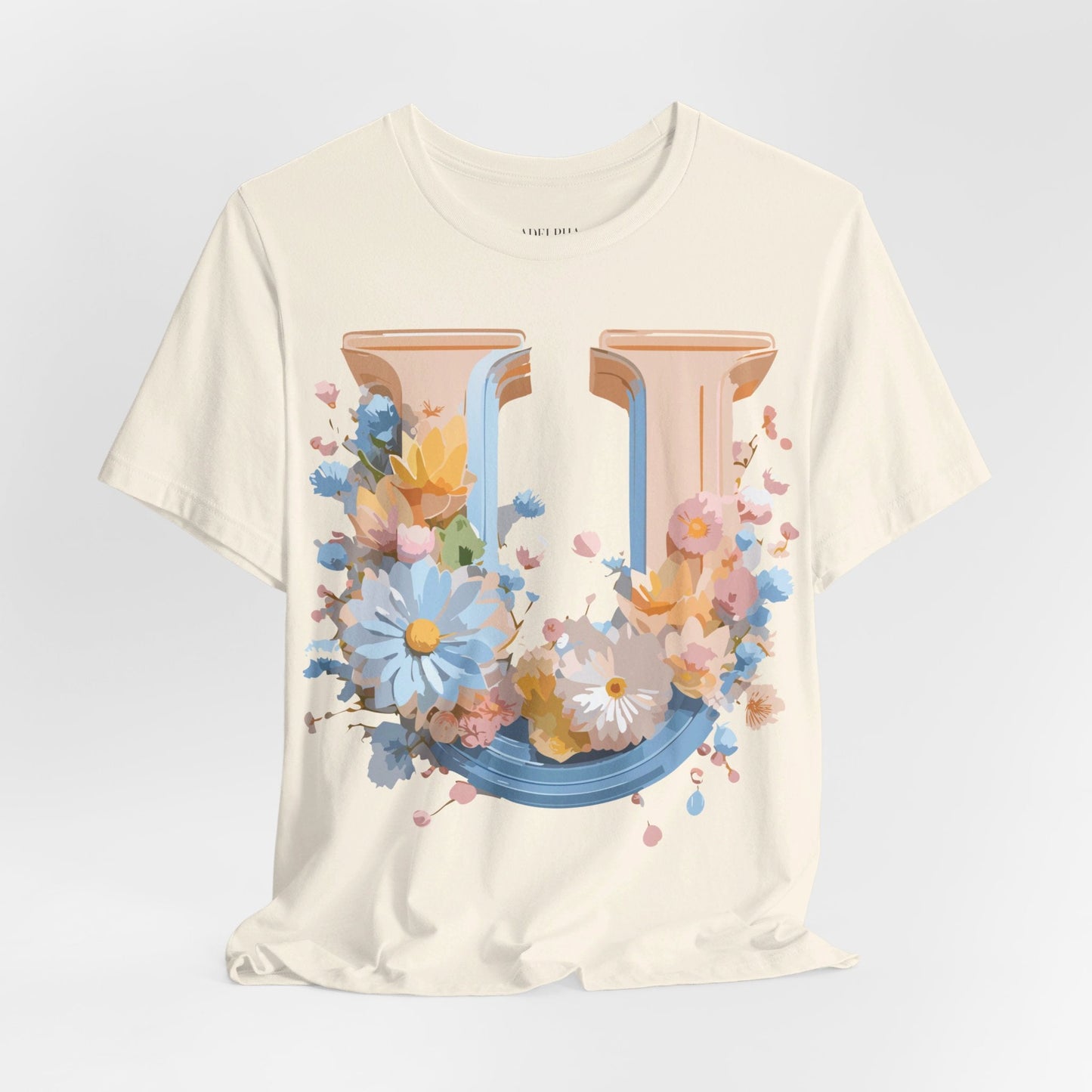 Letter U Shirt Unisex Graphic Tee By Adelpha Vintage Inspired Short Sleeve Art Design