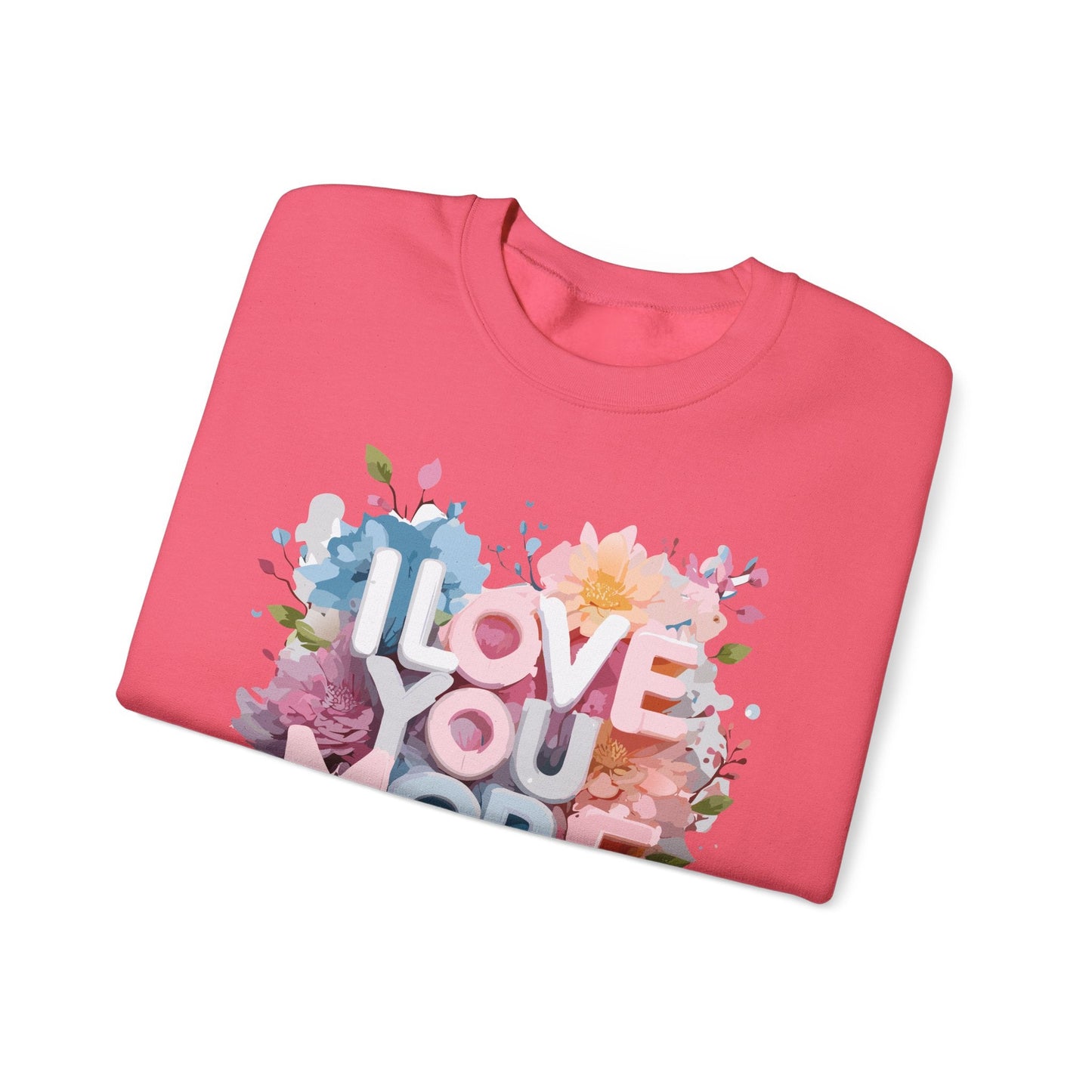 Floral Love Sweatshirt Unisex Heavy Blend Crewneck Valentines Day 50 50 Cotton Polyester Gildan 18000
