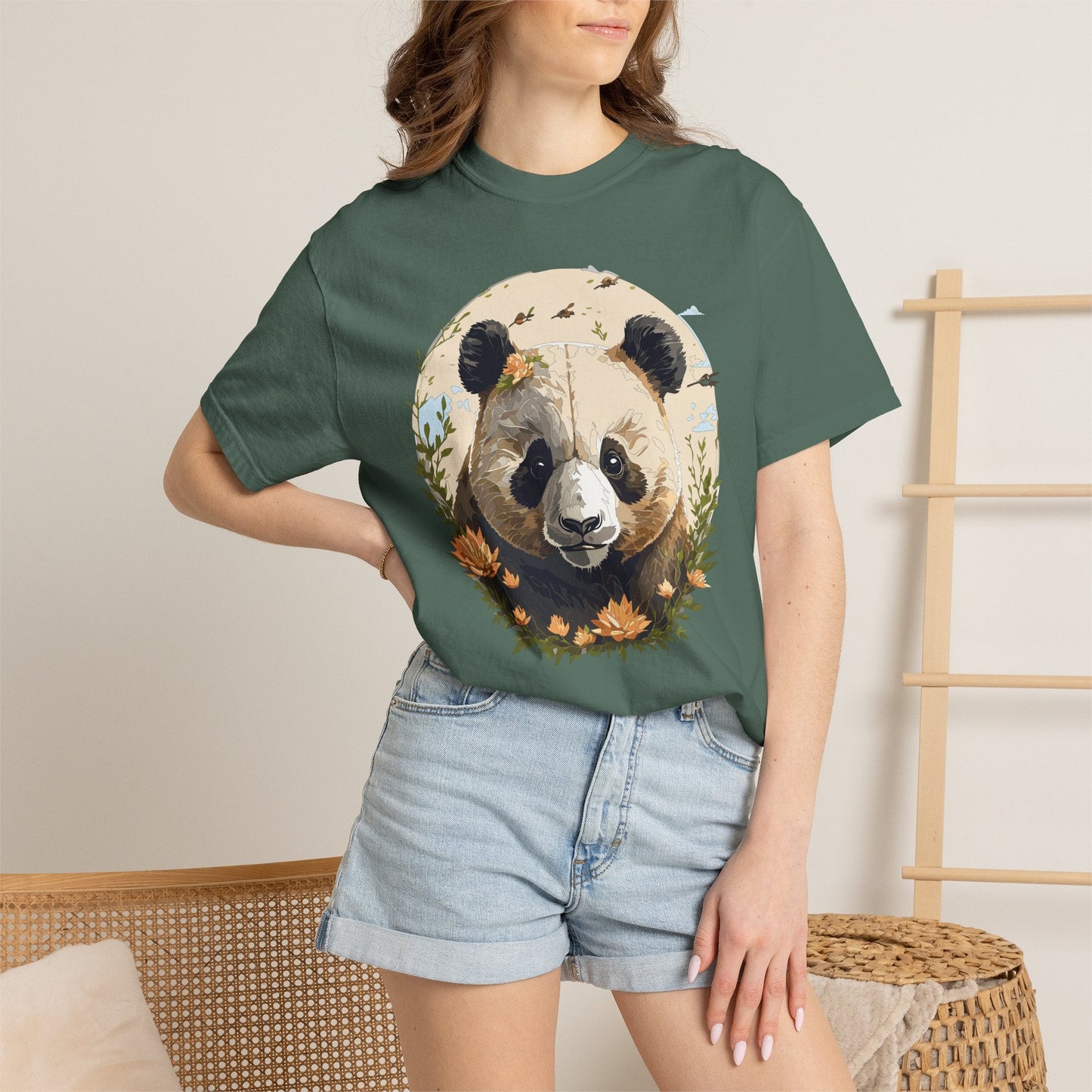 Panda Portrait Graphic T-Shirt Unisex Cotton Floral Animal Art Tee p9