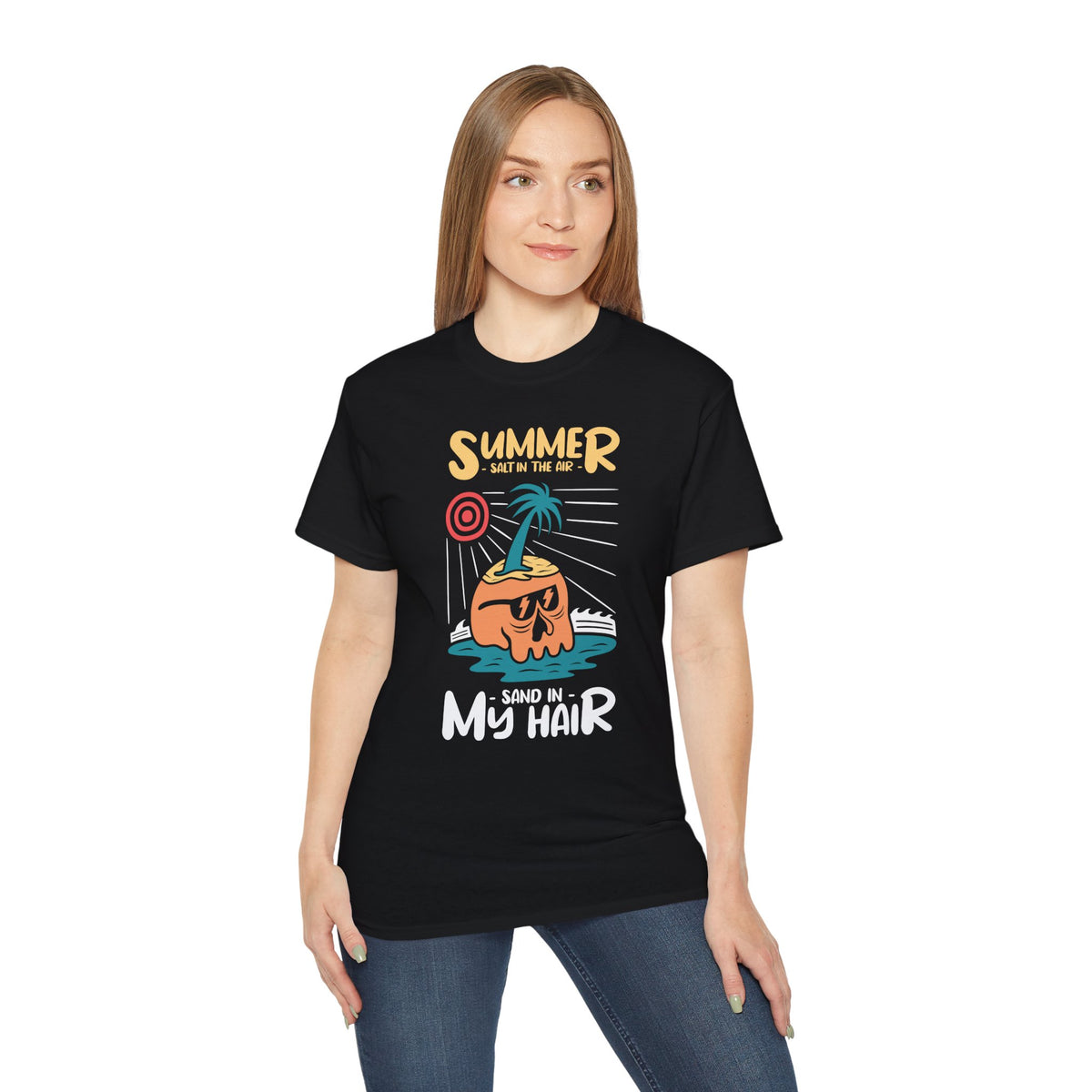 Summer Coconut Character T-Shirt | Sand in My Hair Beach Tee