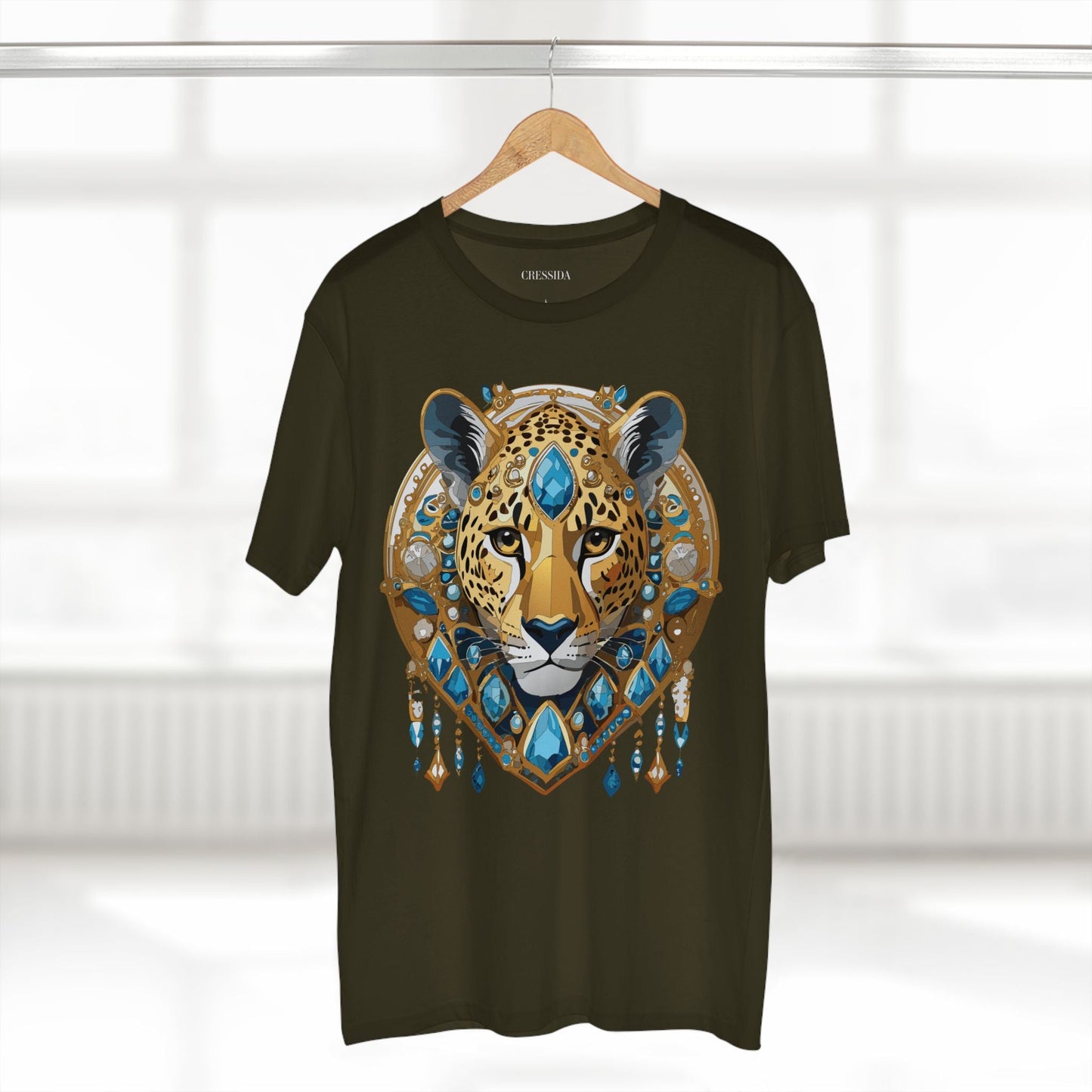Cheetah Graphic Unisex 100 Cotton Tee With Unique Animal Golden Medallion Art Design 45