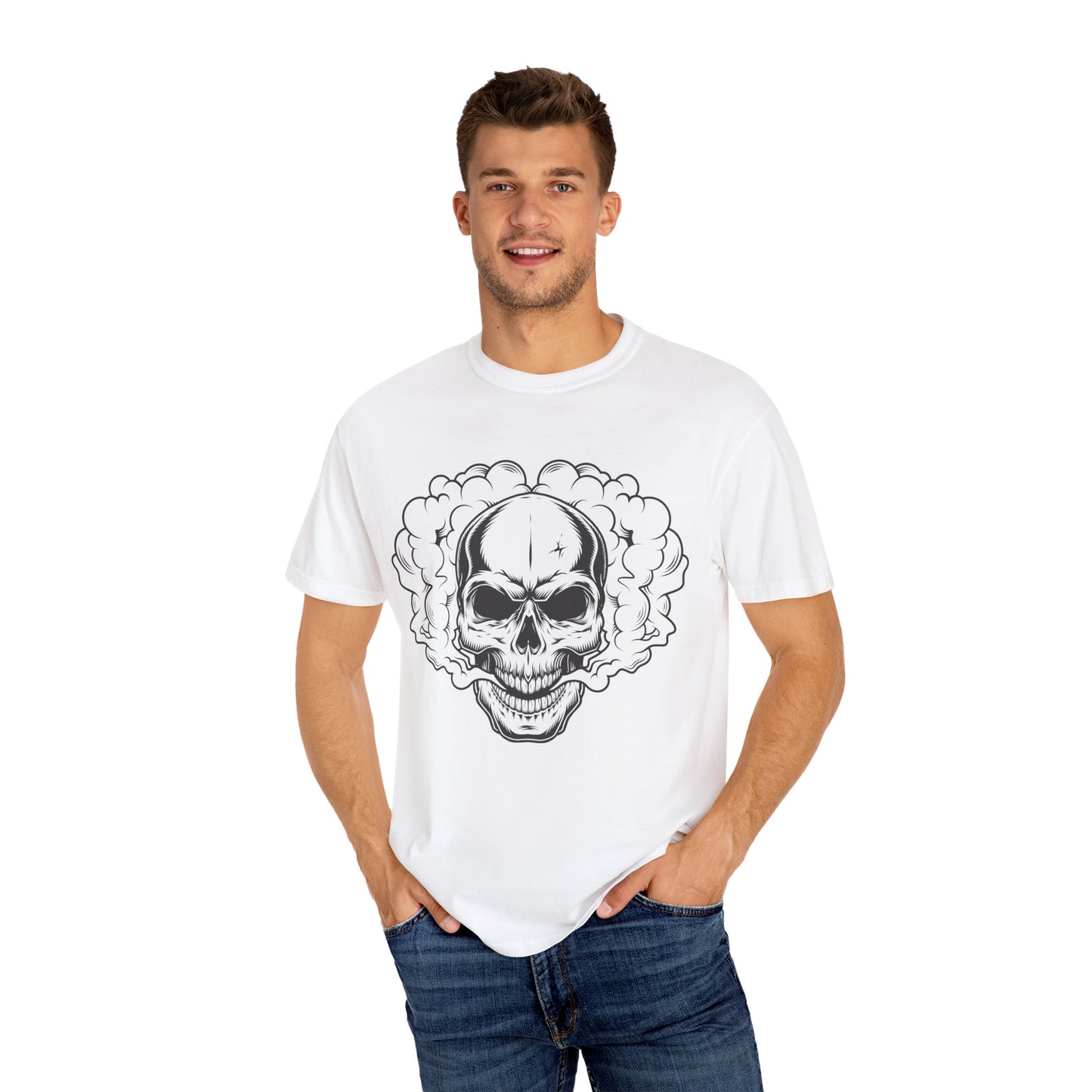 Unisex-T-Shirt aus Baumwolle mit Totenkopf 