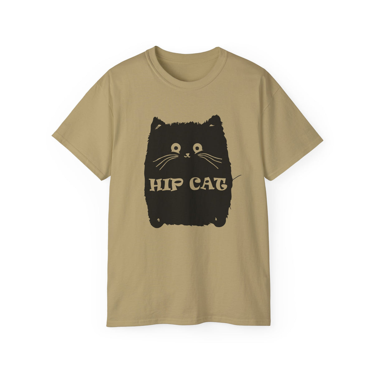 Hip Cat Graphic Tee | Cute Black Cat Illustration, Retro Typography