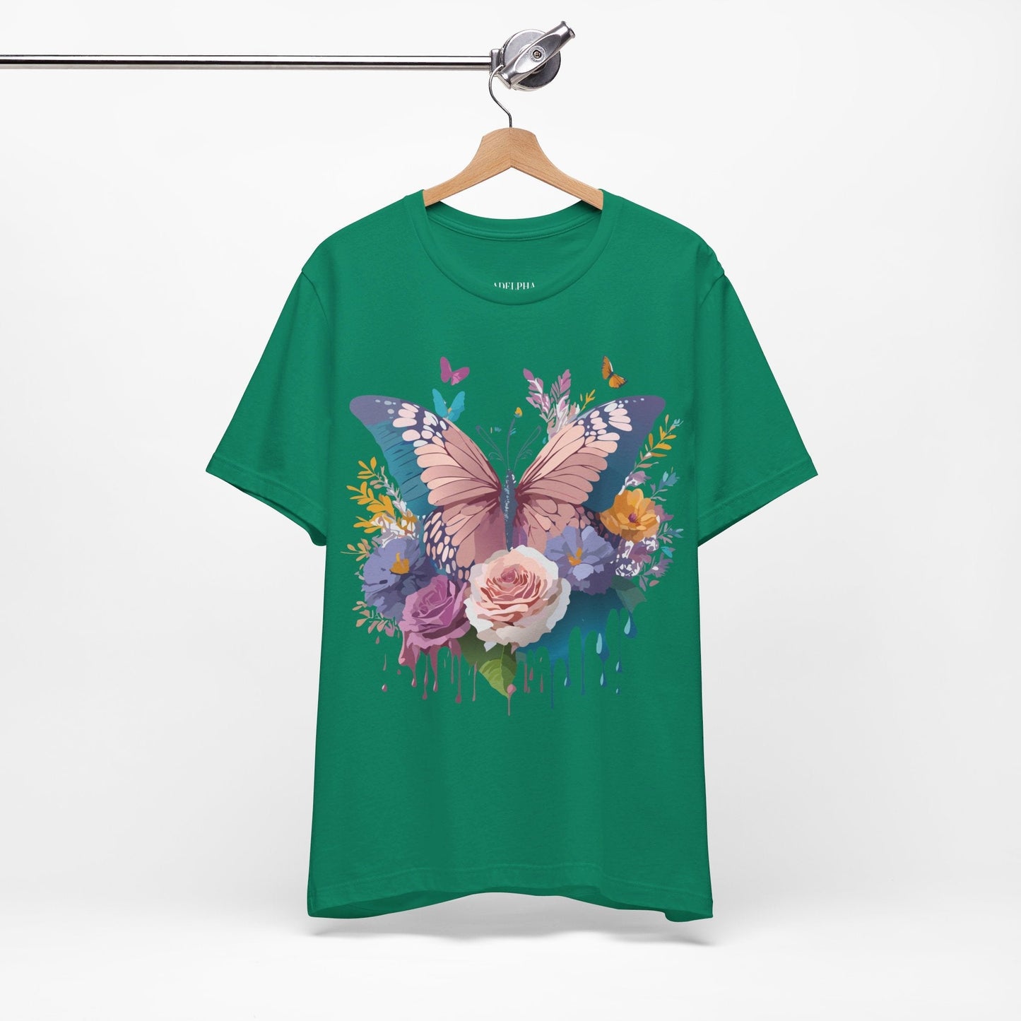 Butterfly Graphic Unisex 100 Cotton Lightweight Vintage Floral Design Jersey Tee 43