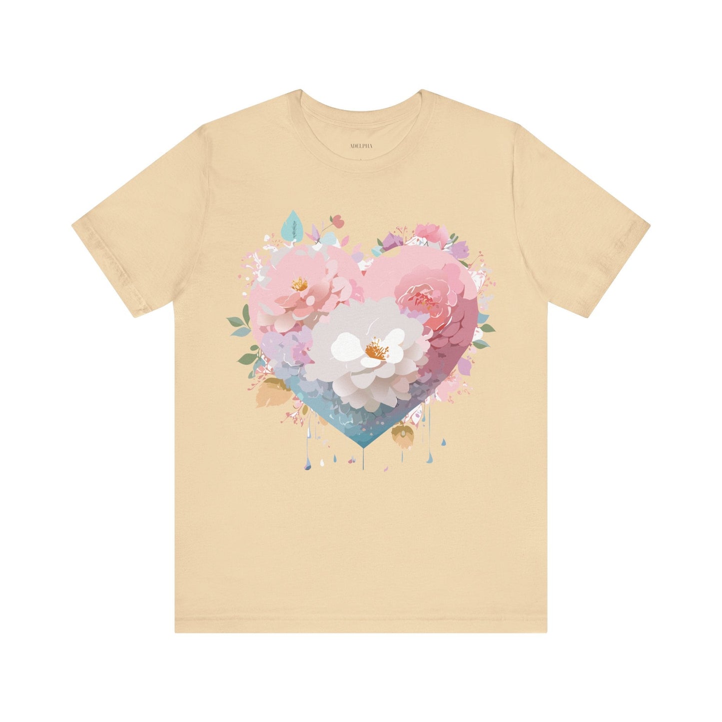 Valentine Day Graphic Unisex 100 Cotton Vintage Artwork with Love and Flower Design Tee 35