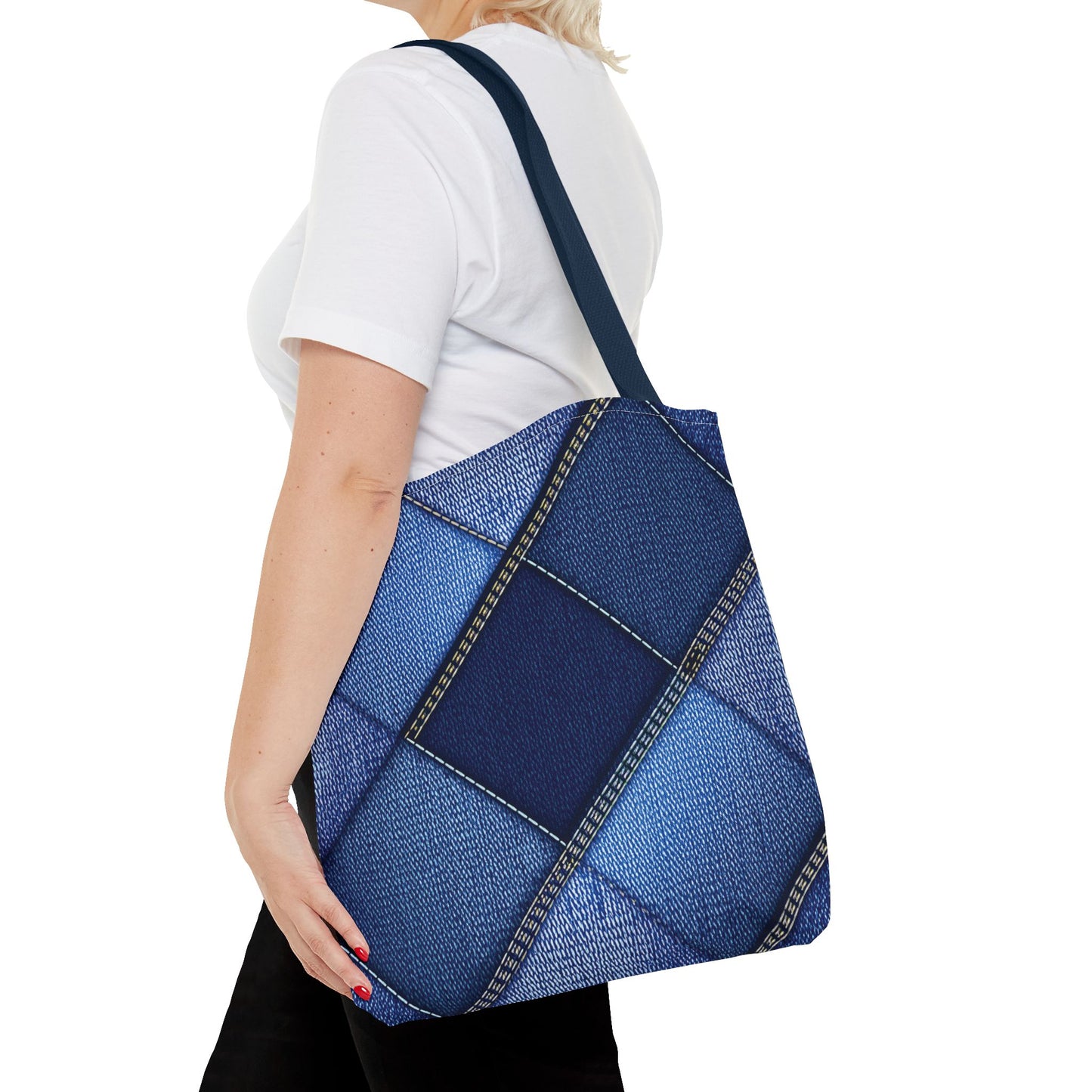 Denim Fabric Imitation Print Unisex Canvas Bag Poly Spun 3 Sizes Tote Bag 105