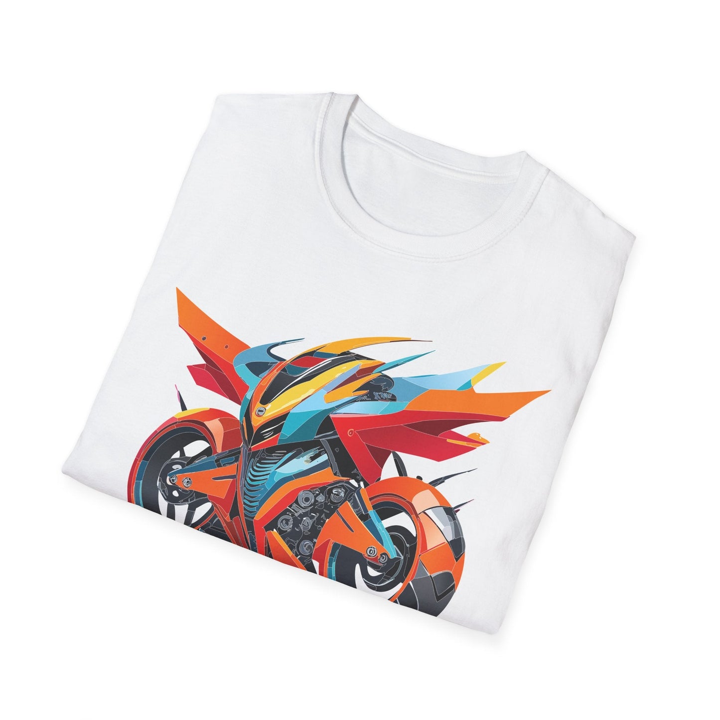 Unisex Bike T Shirt With Motorcycle Art Design Graphic Tee Softstyle 64000 Cotton