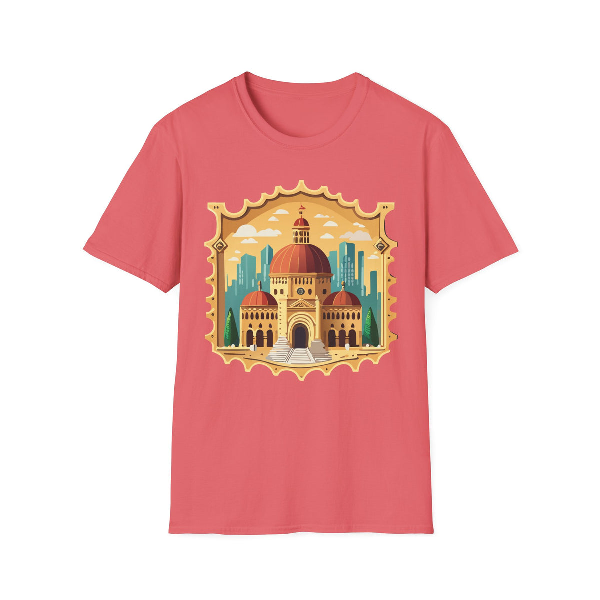 Moroccan Cityscape Tee | Dome & Minaret Illustration Graphic Tee Unisex 100 Cotton Gildan T-Shirt