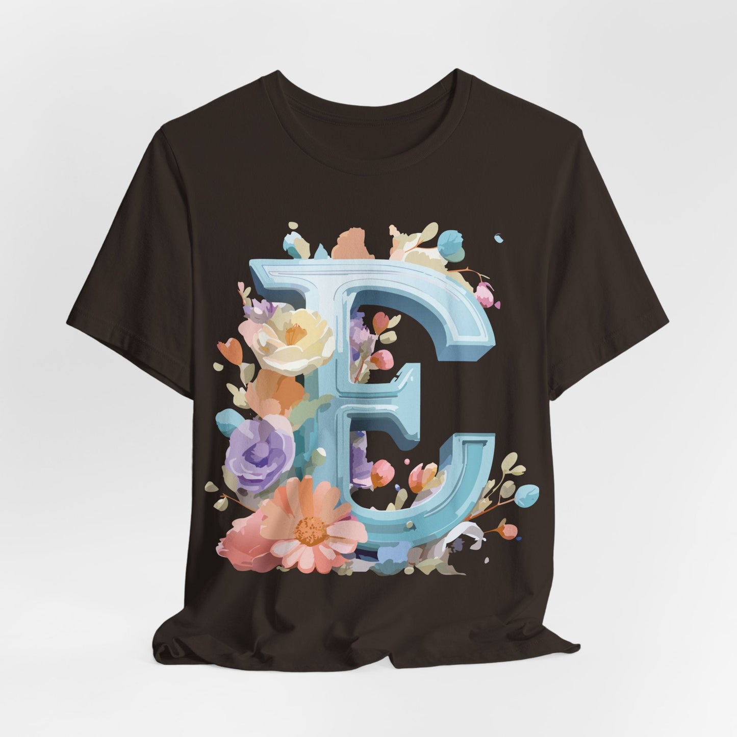 Letter E Graphic Tee Unisex Vintage Inspired Art Design Adelpha Short Sleeve Shirt