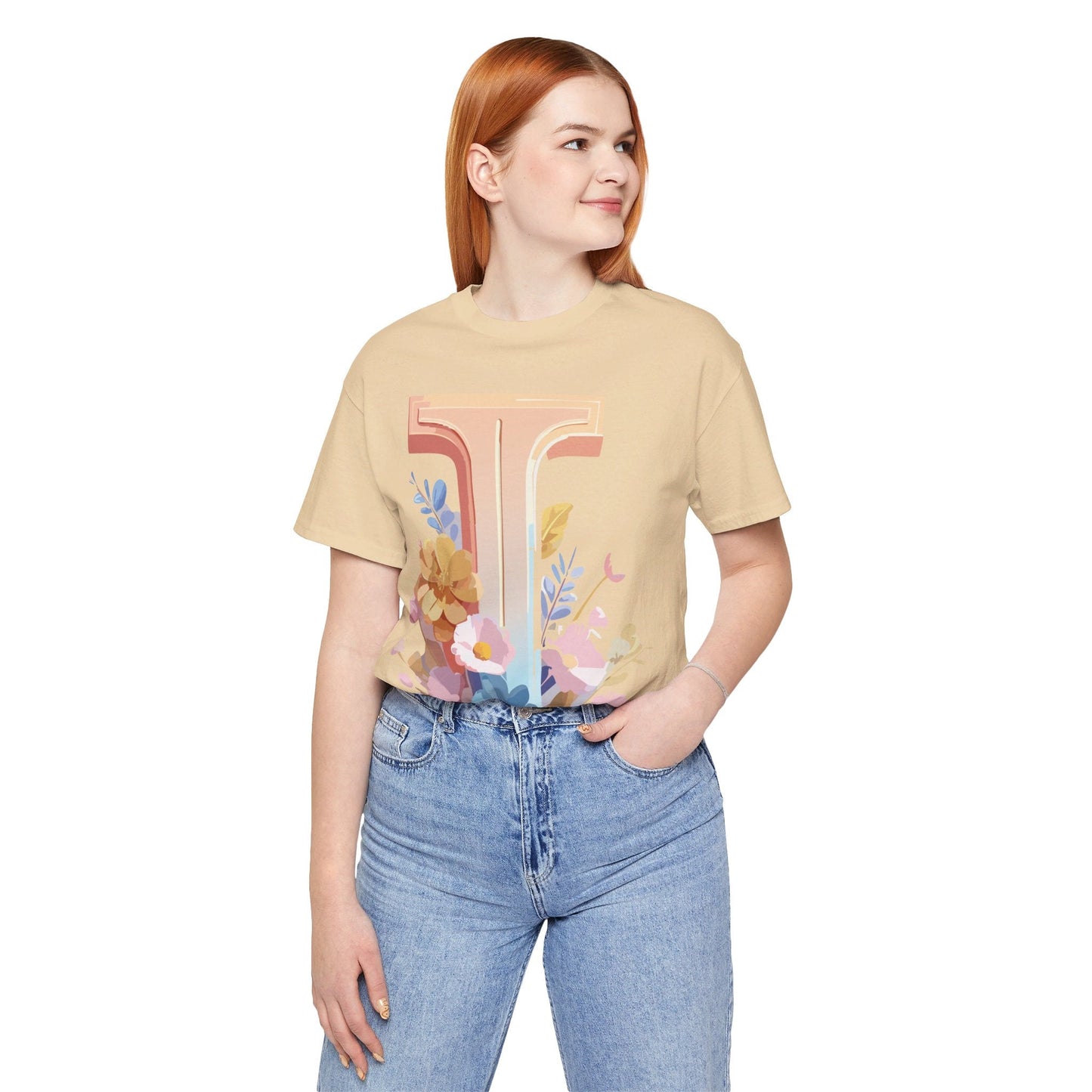 Vintage Inspired Letter I Shirt Unisex Graphic Tee Short Sleeve by Adelpha Premium